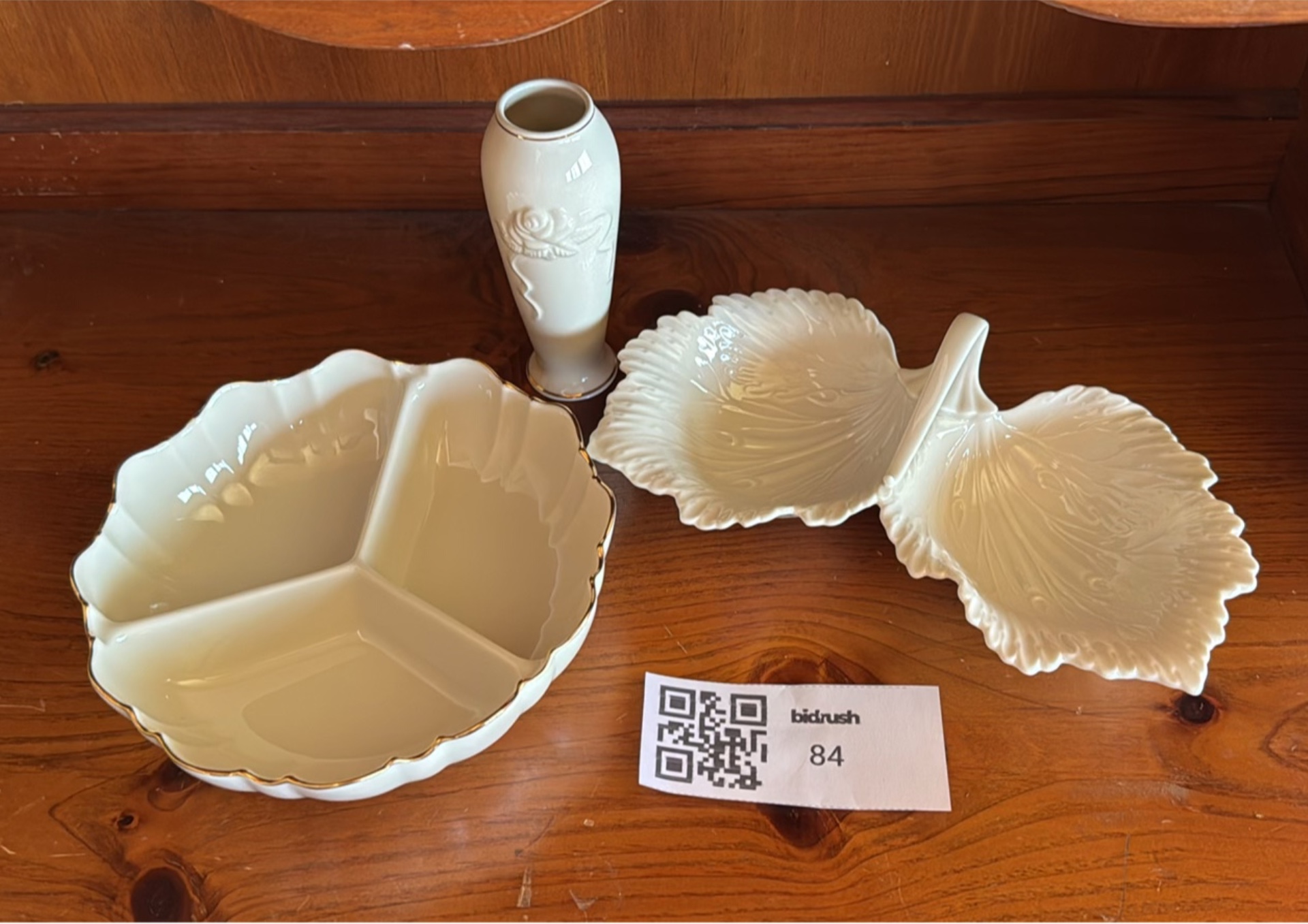 Lenox Ivory Ceramic Serving Bowl, Leaf Dish, and Bud Vase - image 1 of 8
