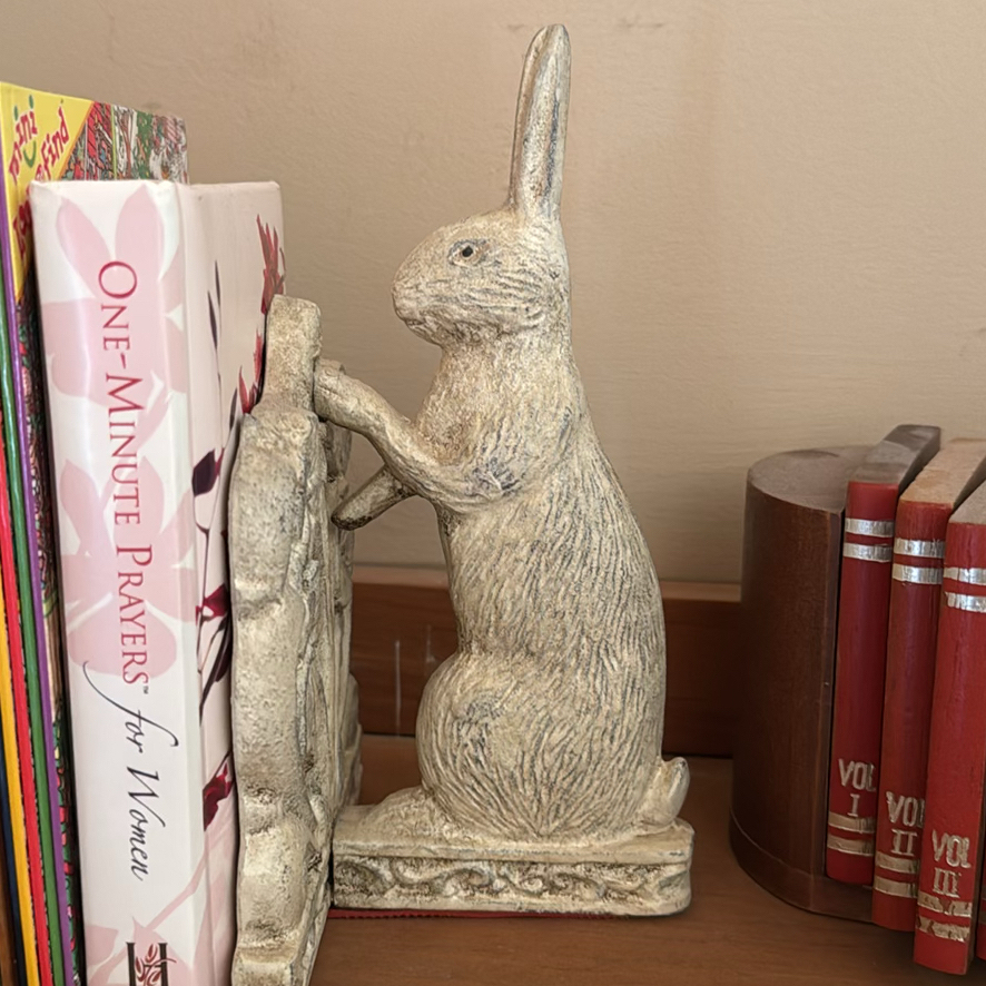 Rabbit Bookends with Children’s Books and Book Themed Coasters - image 4 of 4