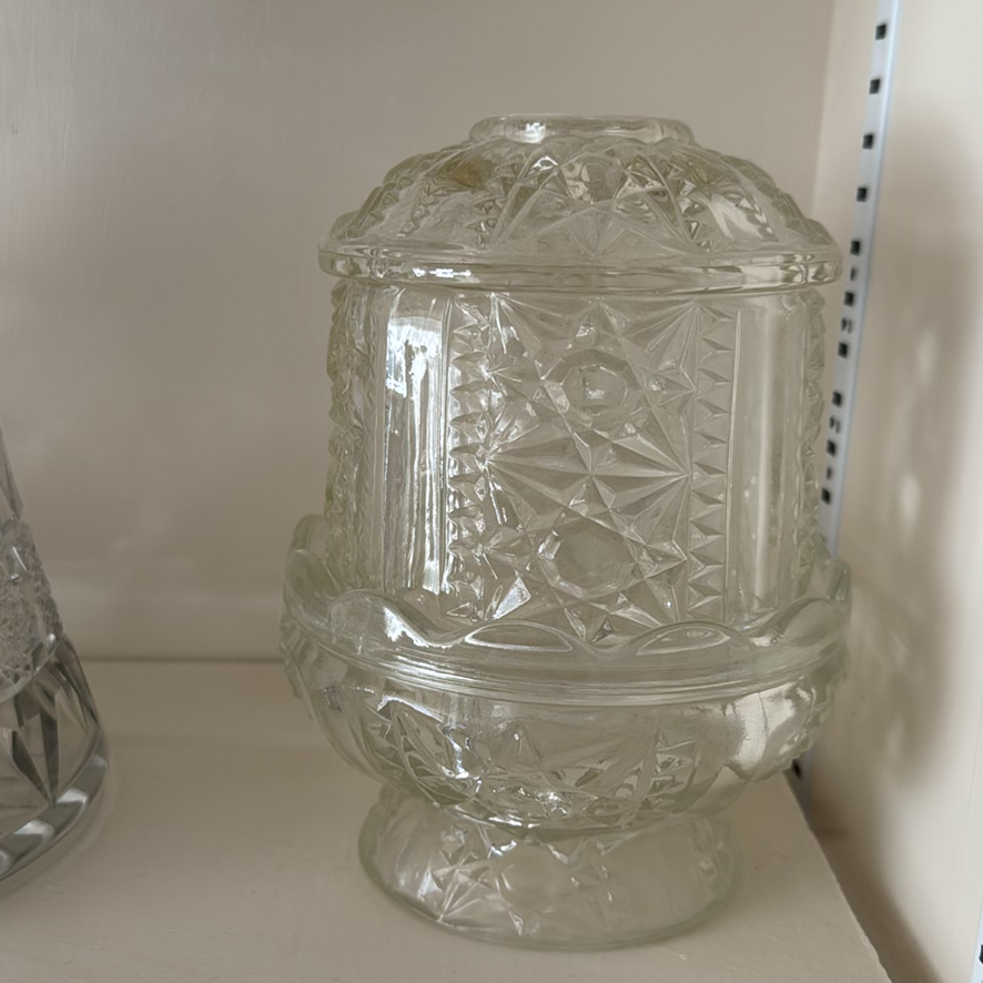 Lead Crystal Pitcher and Two Lidded Jars - image 4 of 5