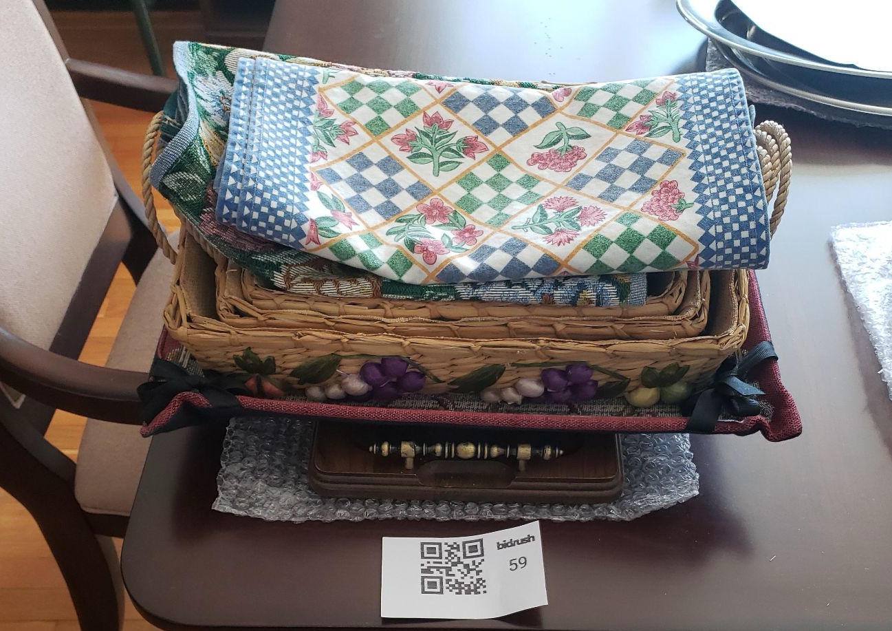 Decorative Baskets, Wooden Tray, and Assorted Fabric Placemats - image 1 of 5