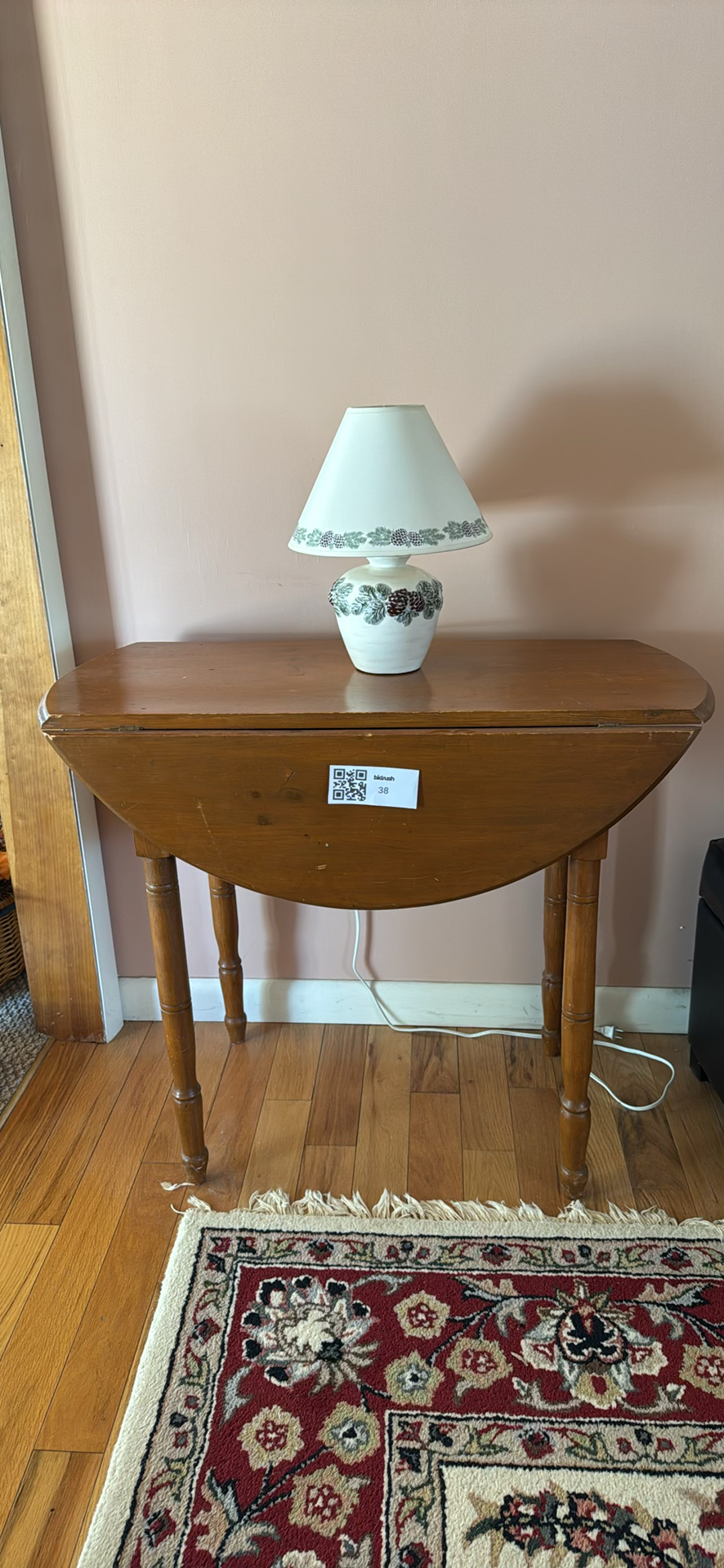 Wooden Drop-Leaf Table and Ceramic Table Lamp - image 1 of 6
