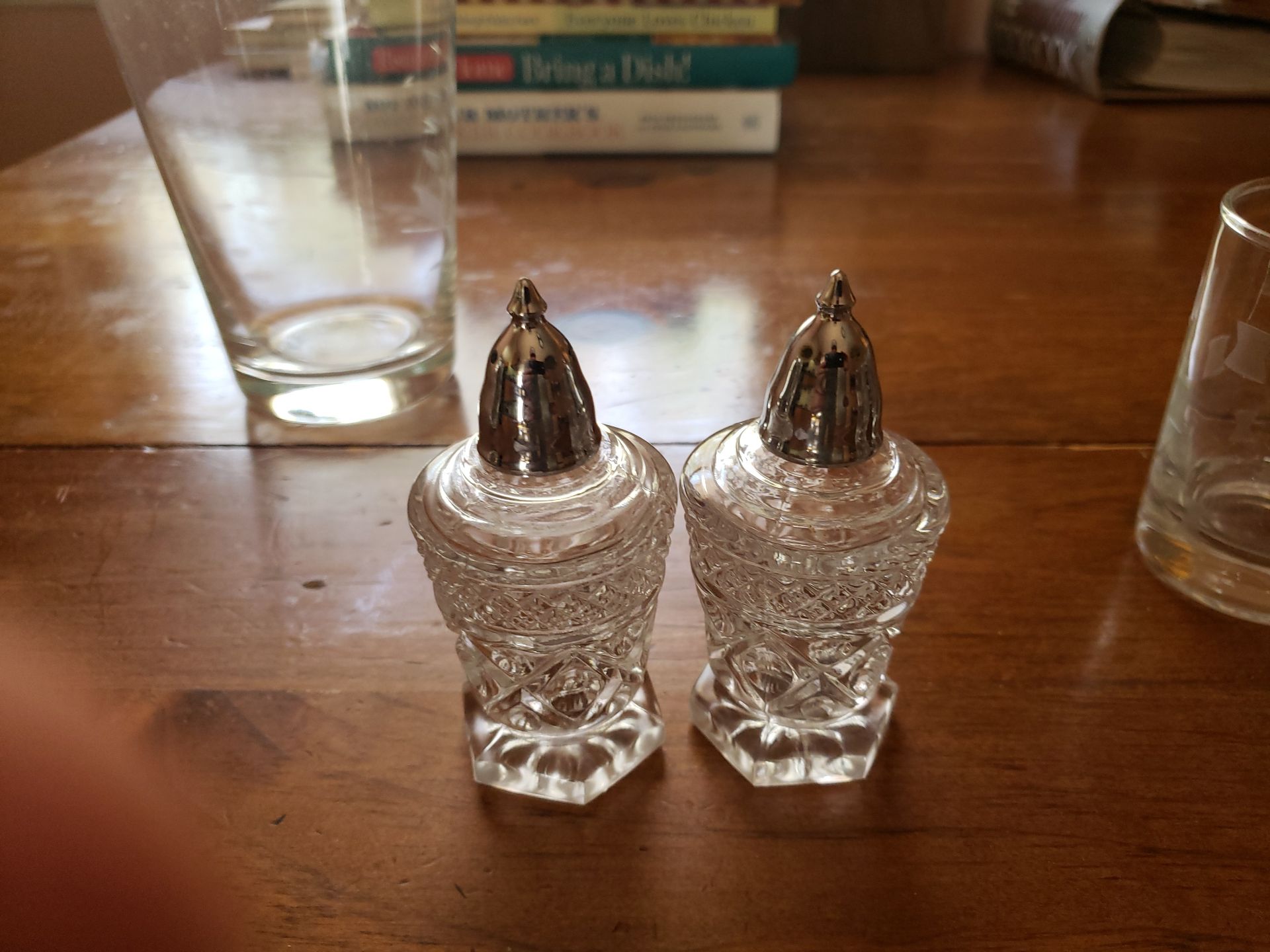 Beer mug, crystal shakers, decanter, and drinking glasses - image 3 of 4