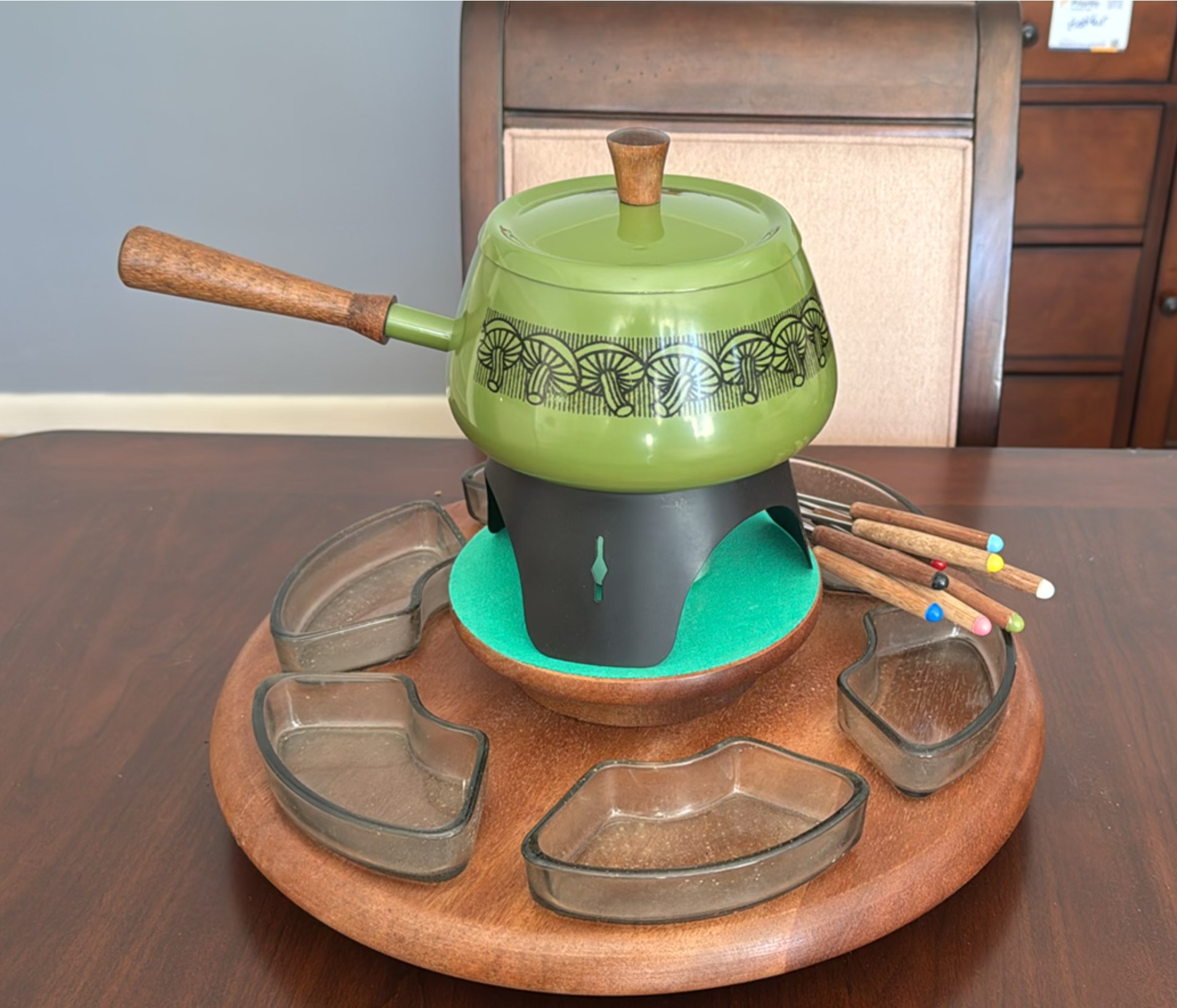 Fondue Pot Set with Stand, Glass Bowls, and Forks - image 1 of 3