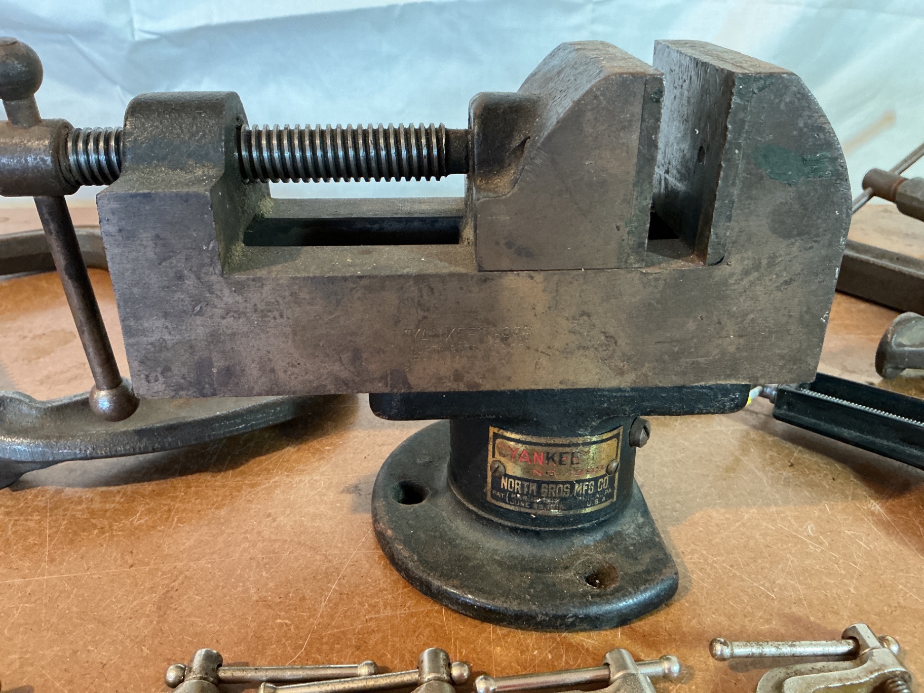 Assorted vintage woodworking clamps and bench vise - image 2 of 7