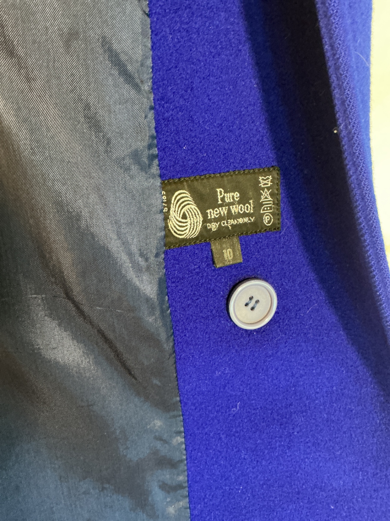 Royal blue long wool coat for women - image 4 of 5