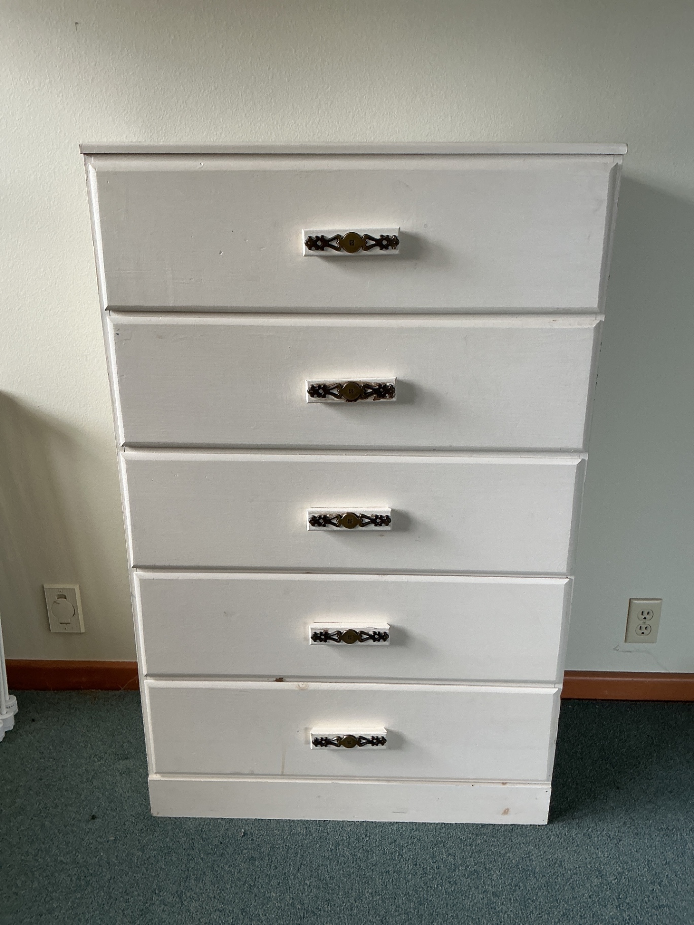 White wooden five-drawer dresser. - image 1 of 4