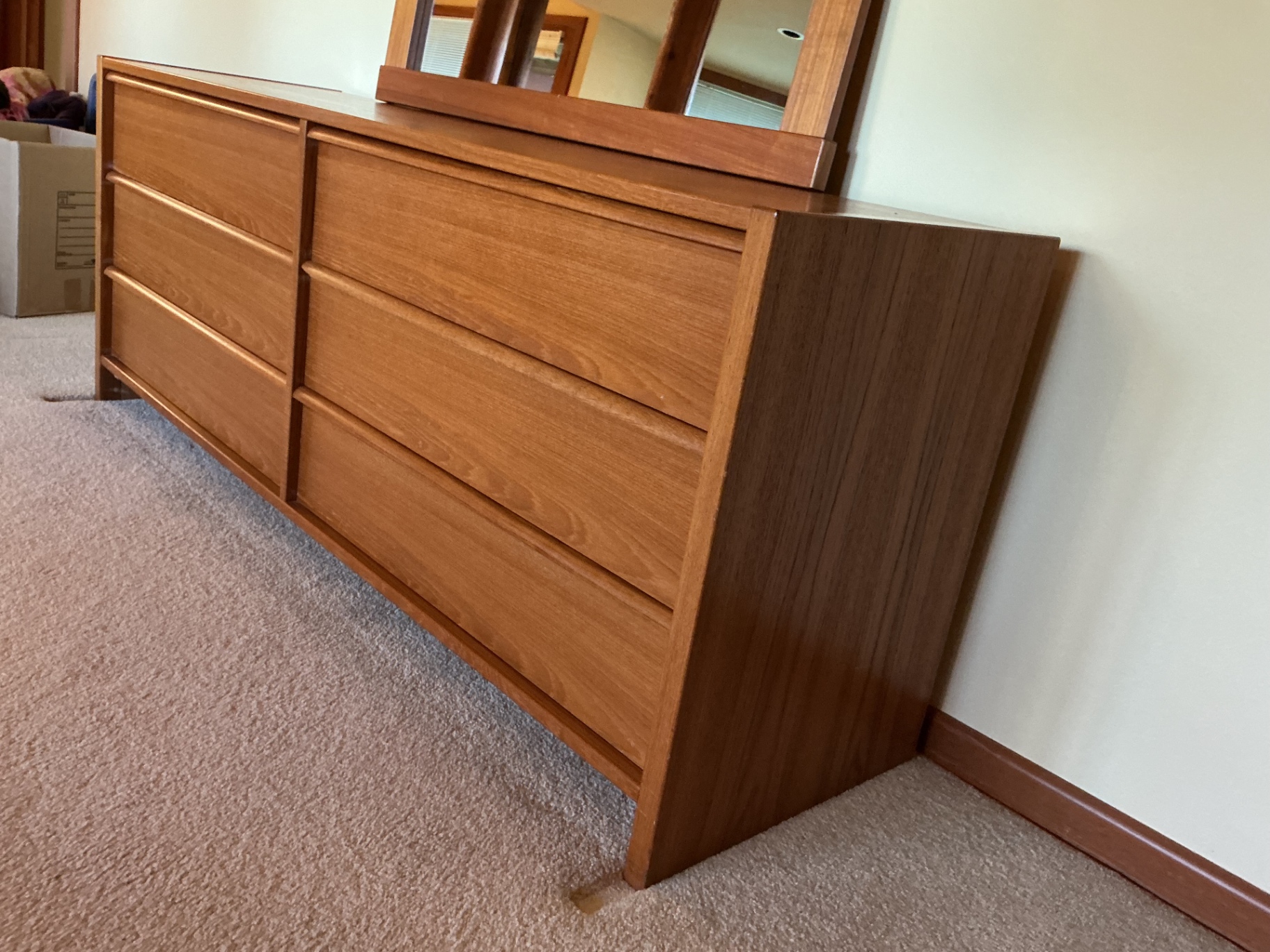 Danish MId-Century Modern Teak Dresser & Mirror - image 2 of 7