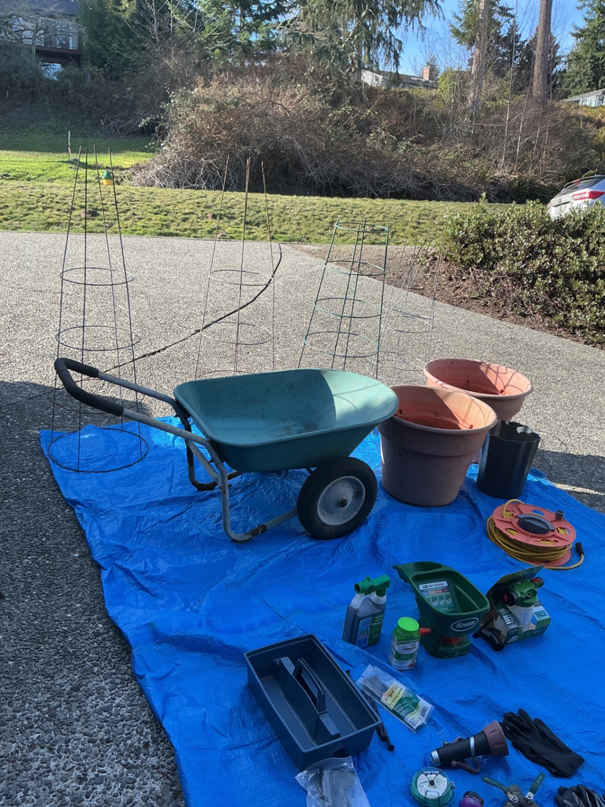 Gardening tools and equipment with wheelbarrow and pots - image 8 of 8