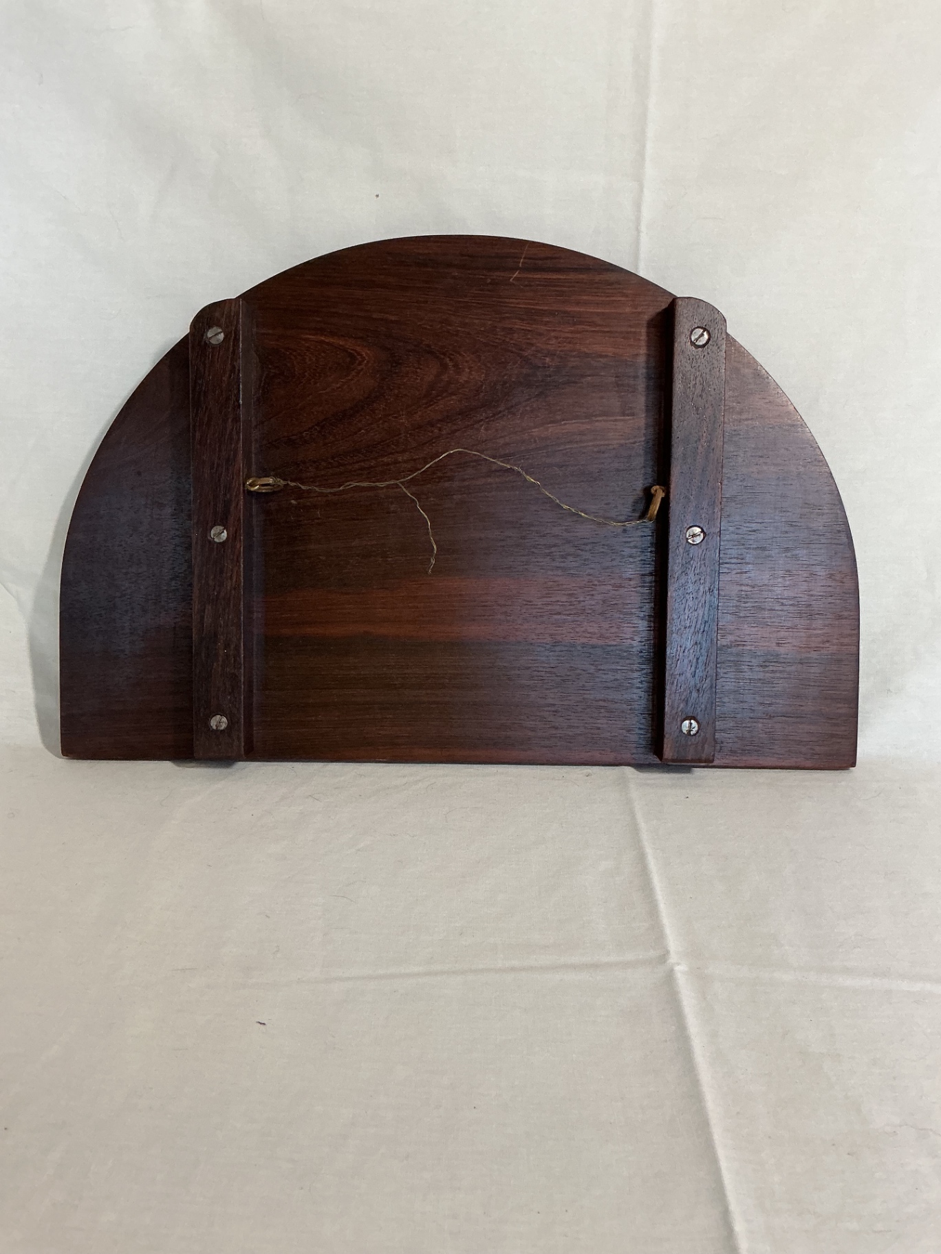 Vintage Woven wall hanging & rosewood inlay plaque from India. - image 6 of 6