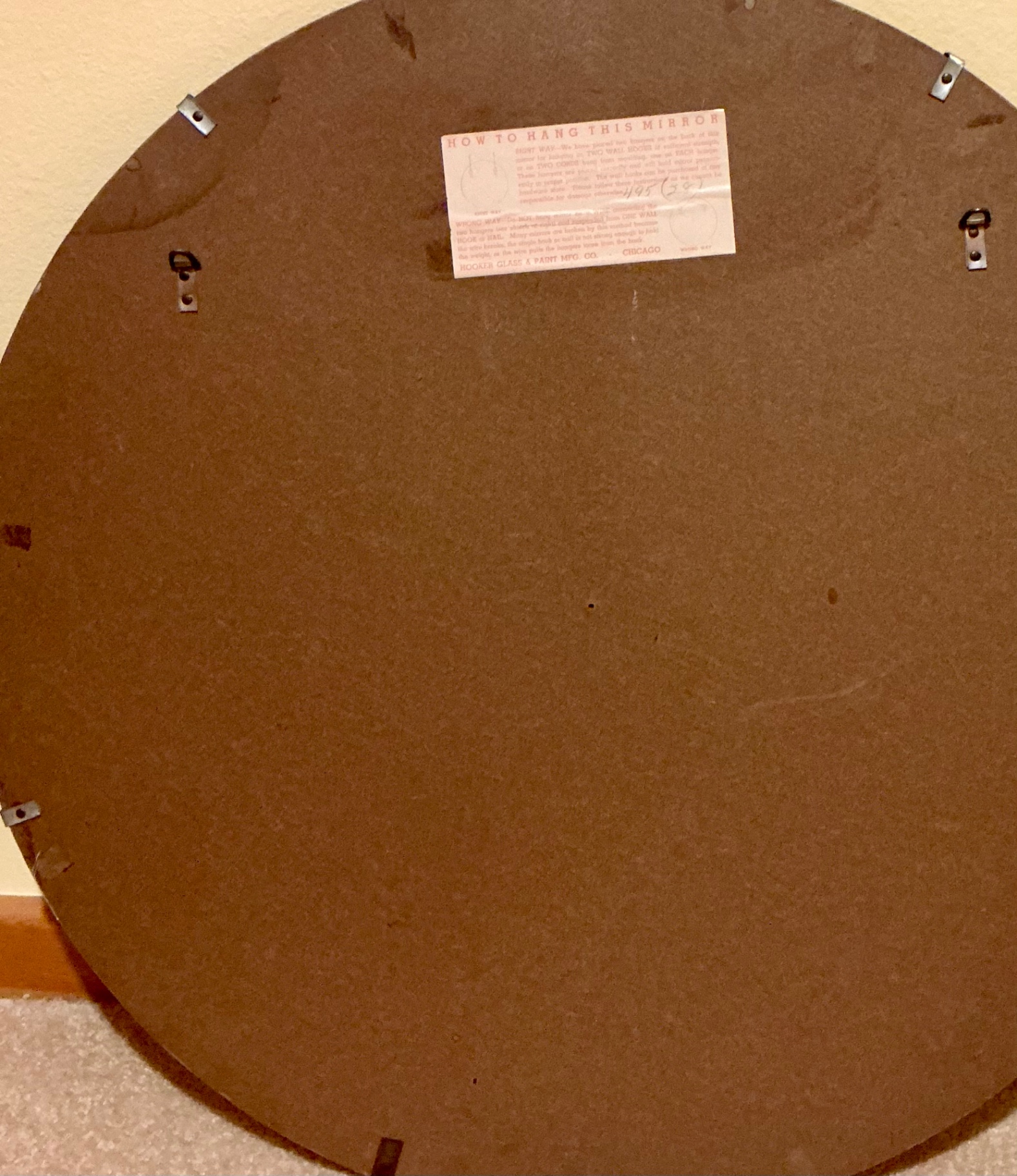 Vintage Round wall mirror with etched floral border - image 3 of 3