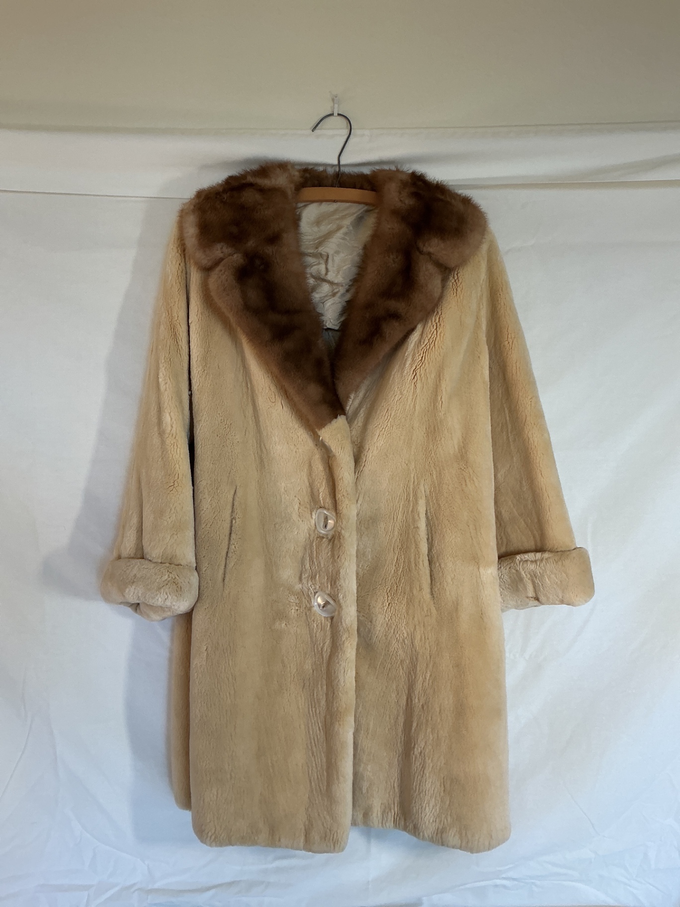 Vintage Shearling tea length coat with mink collar. - image 1 of 5