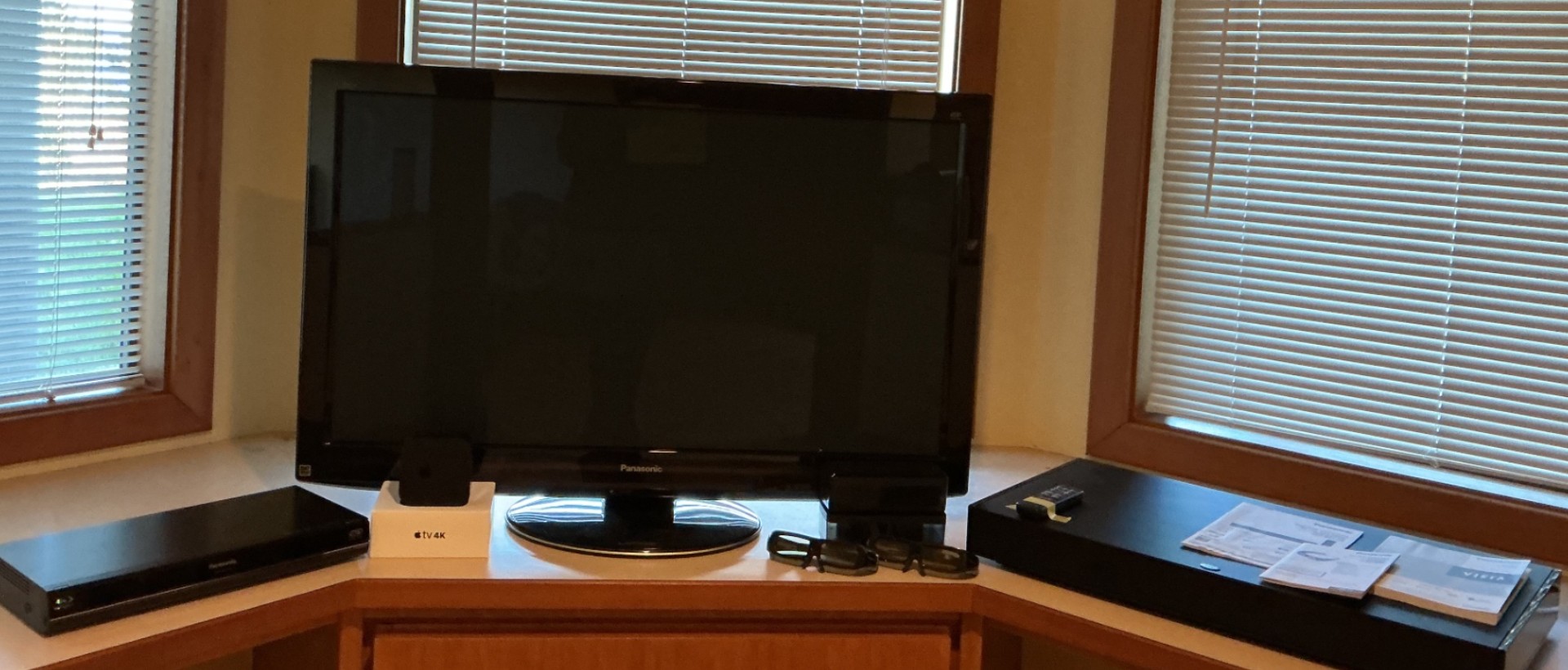 LG Panasonic TV w/ Blu-ray player, Apple TV 4K, 3D glasses, and more - image 1 of 15