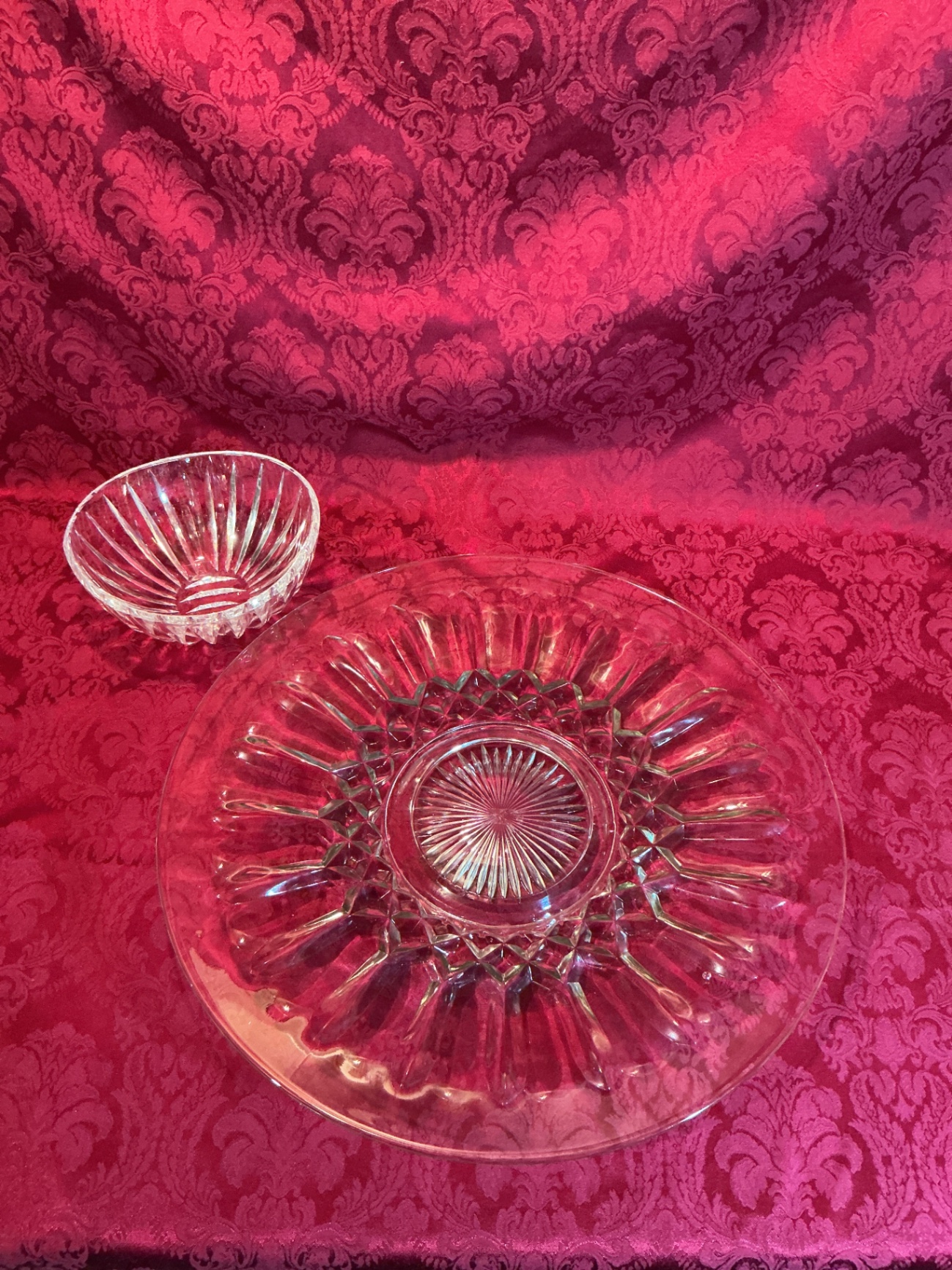 Crystal glass plate and bowl - image 1 of 4