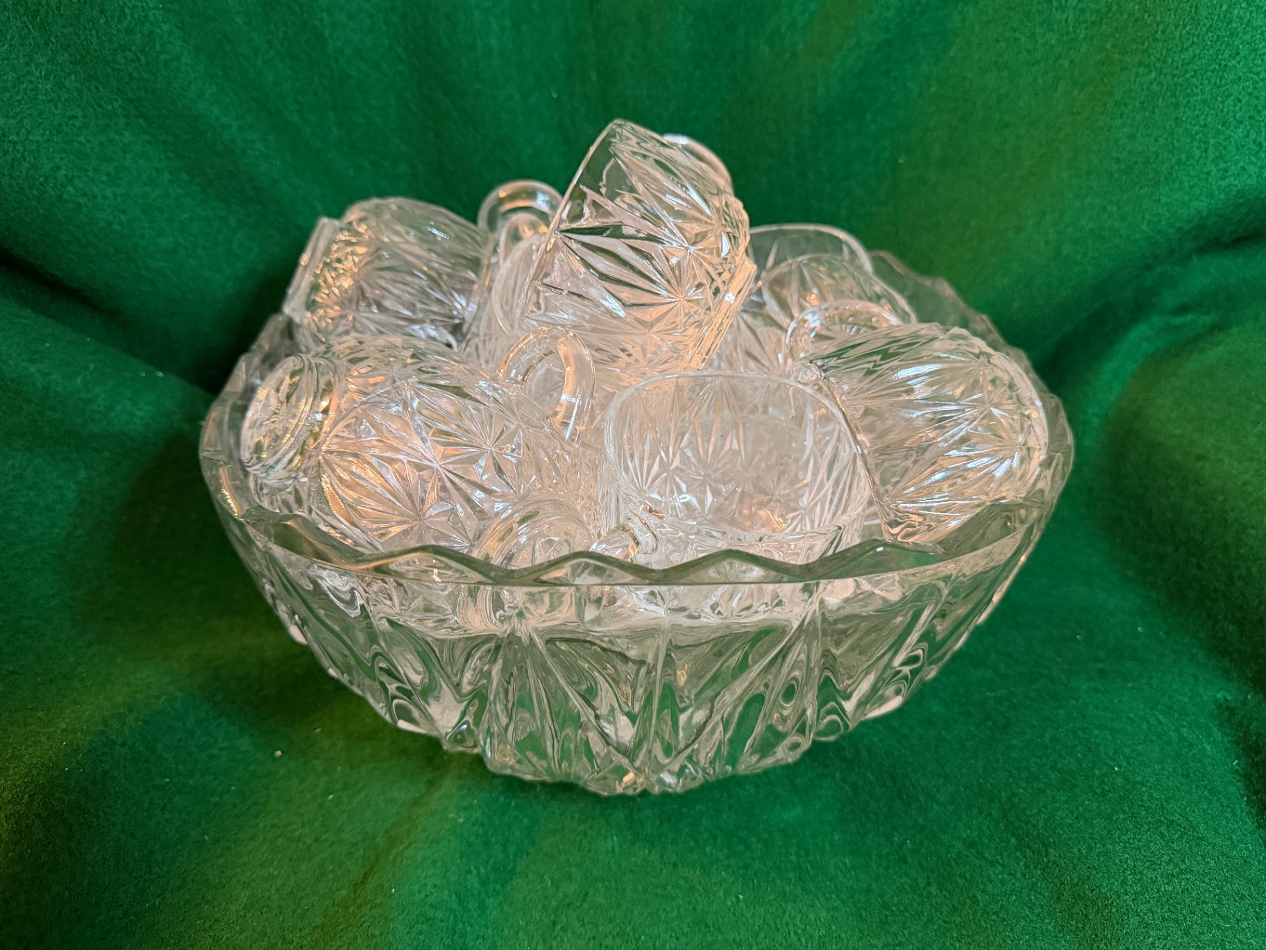 18-pc Crystal Punch Bowl/Cups - image 3 of 4
