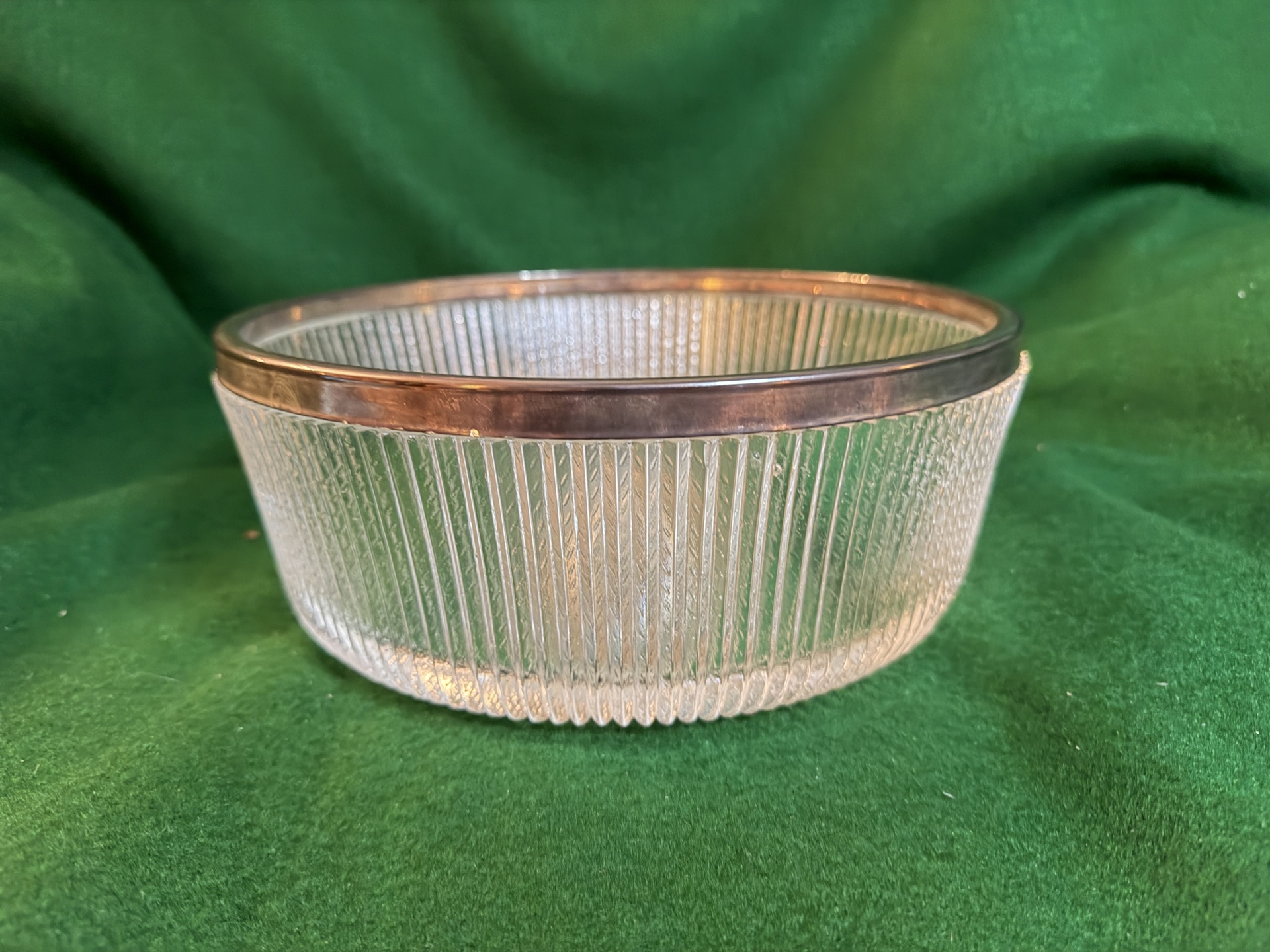 Vintage Crystal Bowl With Silver Rim - image 1 of 3