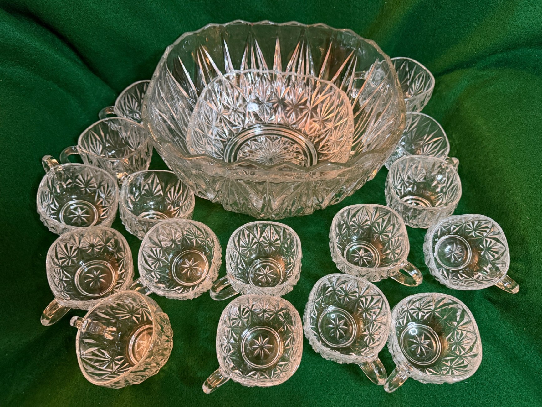 18-pc Crystal Punch Bowl/Cups - image 1 of 4