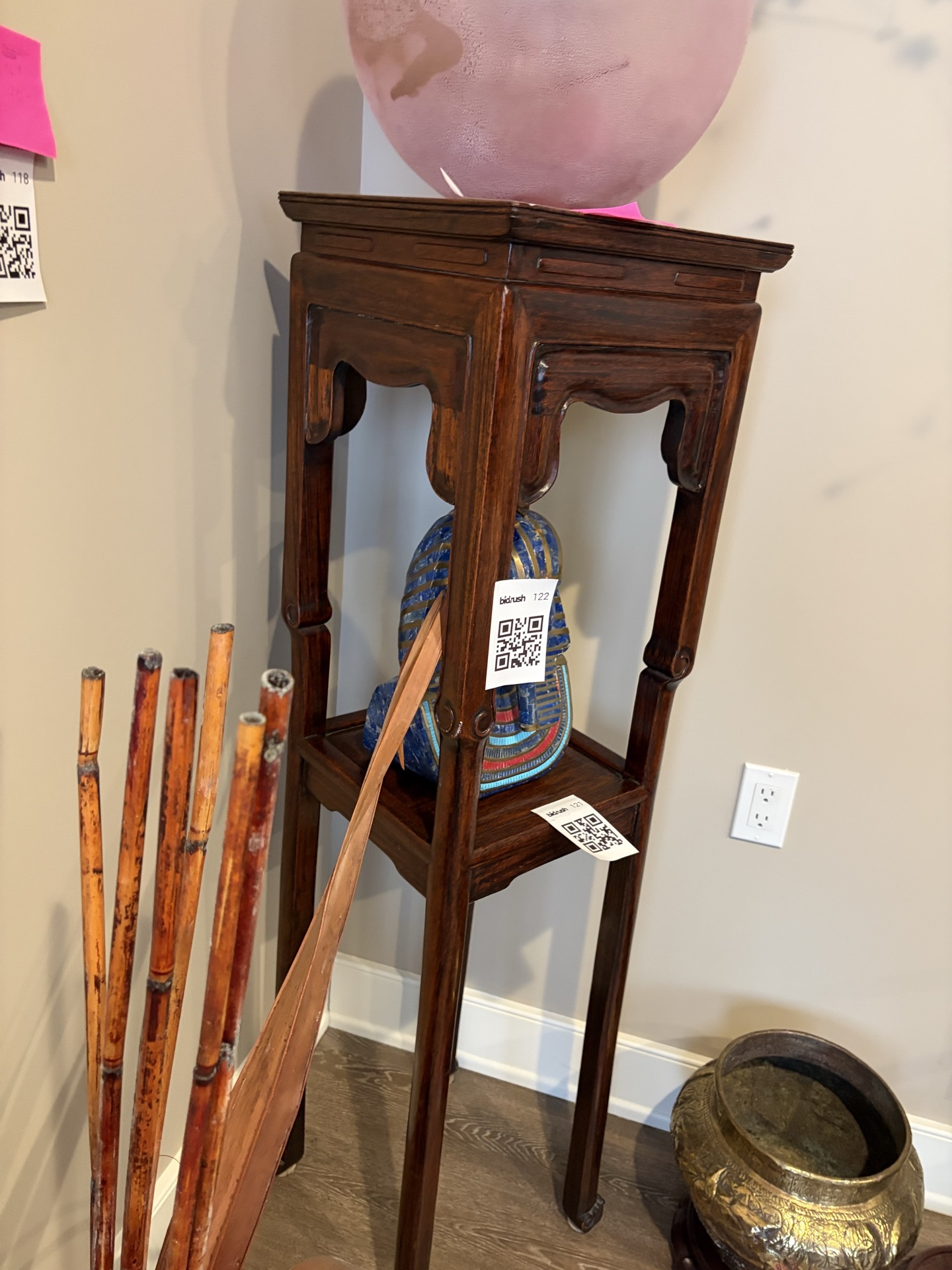 Tall carved wooden display stand - image 3 of 10