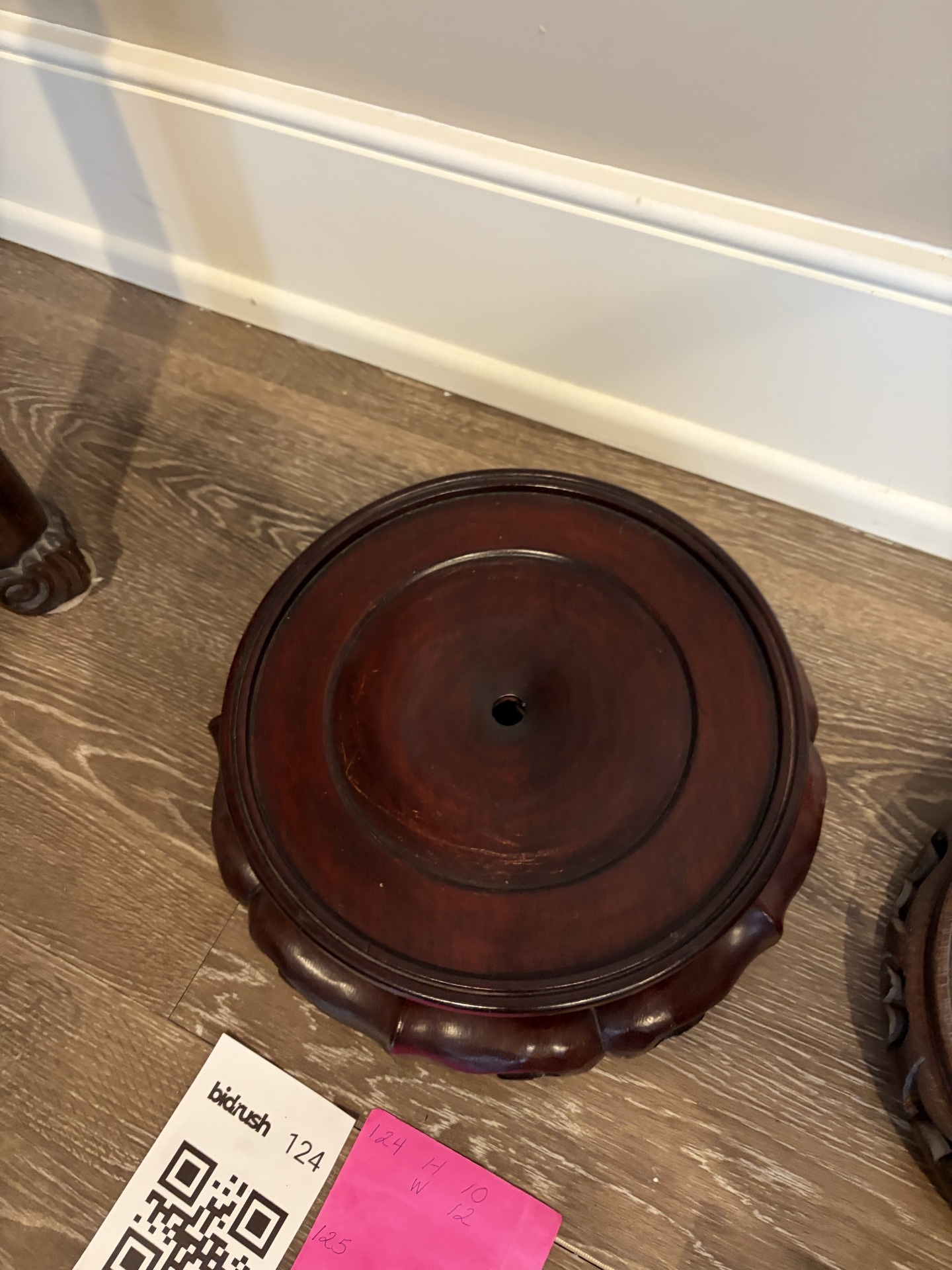 Ornate Brass Planter on Wooden Stand - image 6 of 6