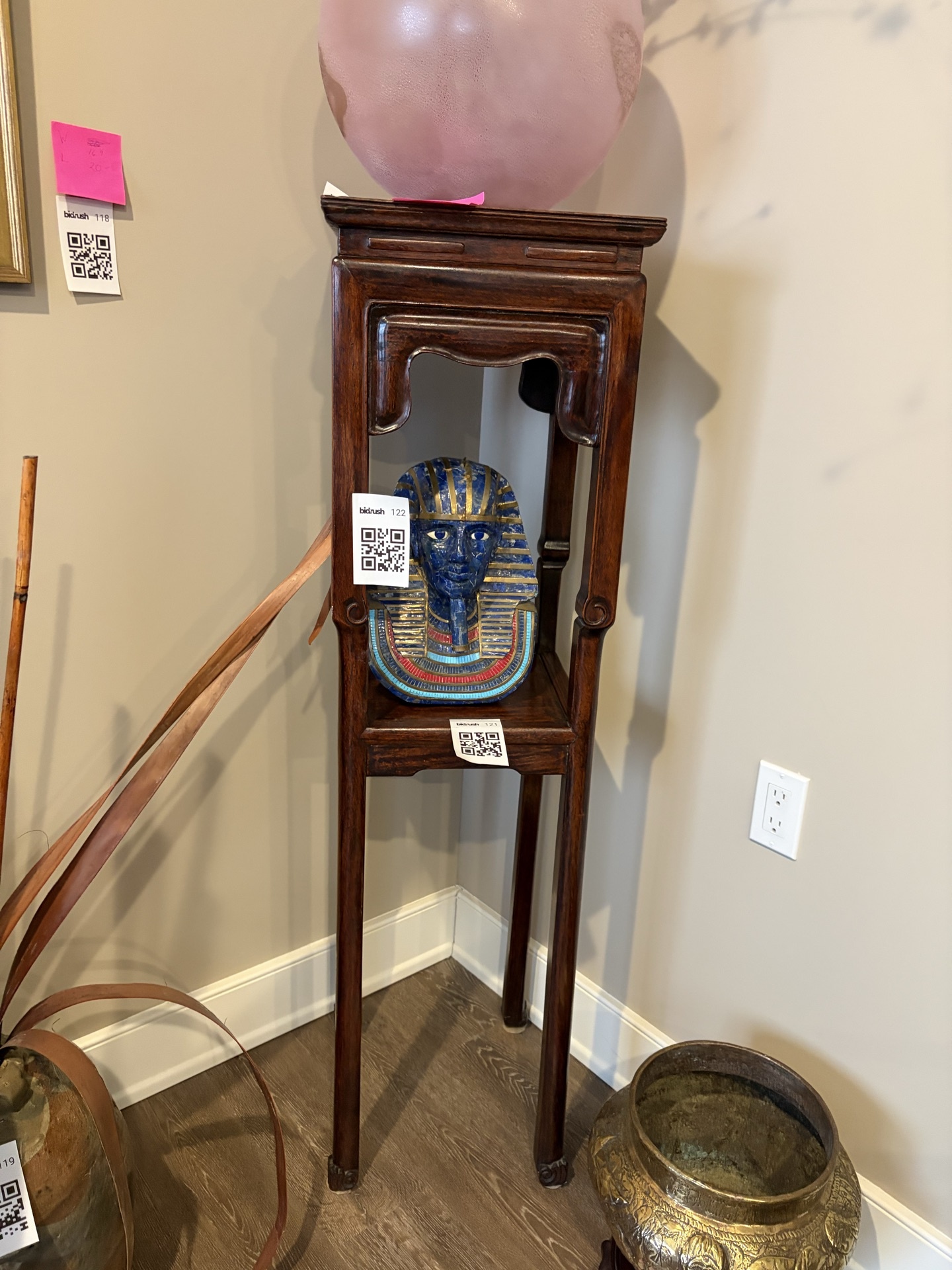Tall carved wooden display stand - image 1 of 10