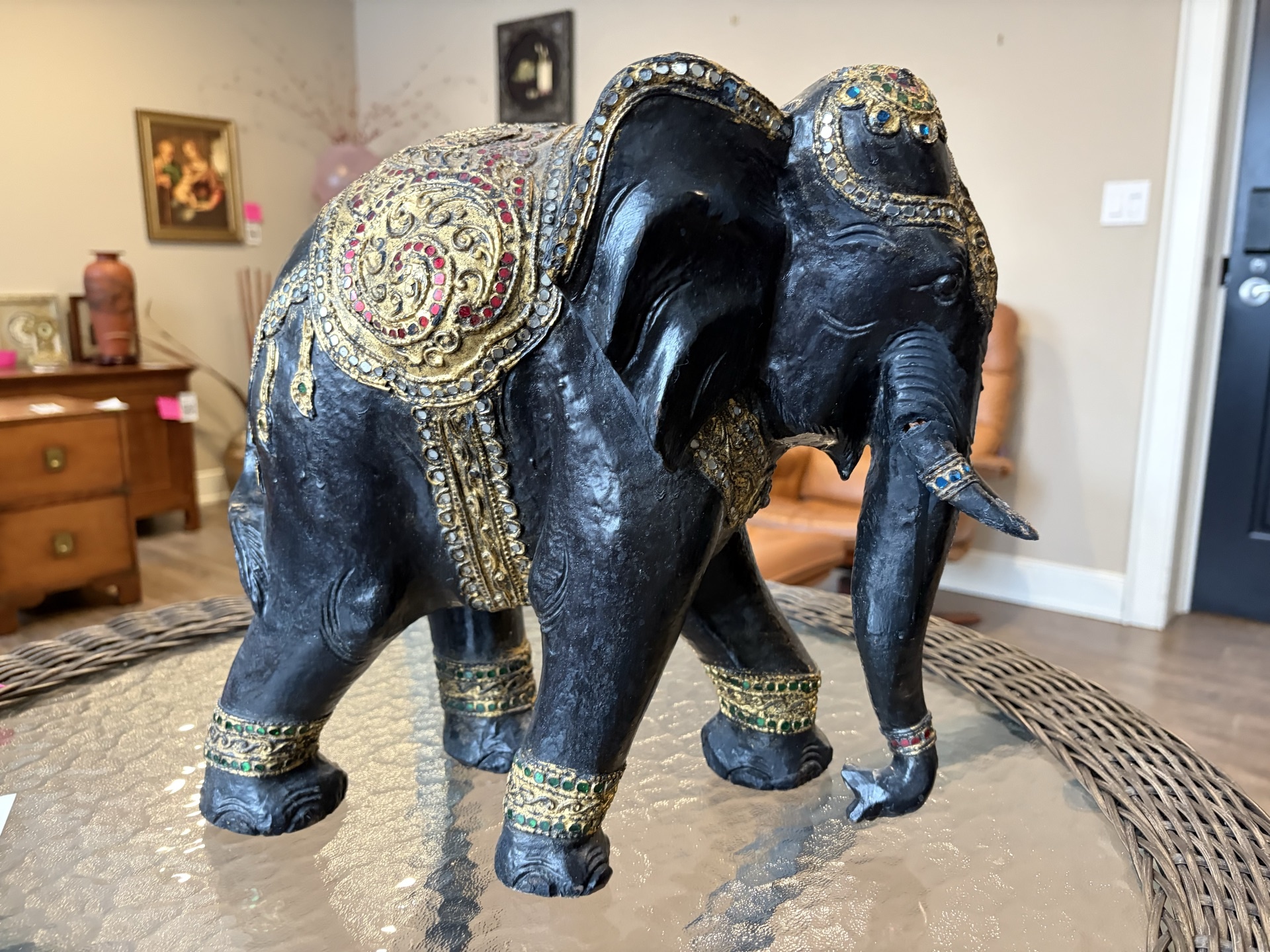 Antique Burmese ornate decorative elephant statue - image 1 of 7