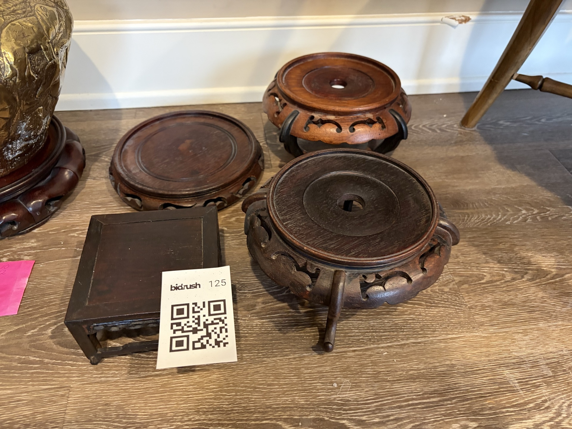 Carved wooden pedestal stands - image 1 of 4