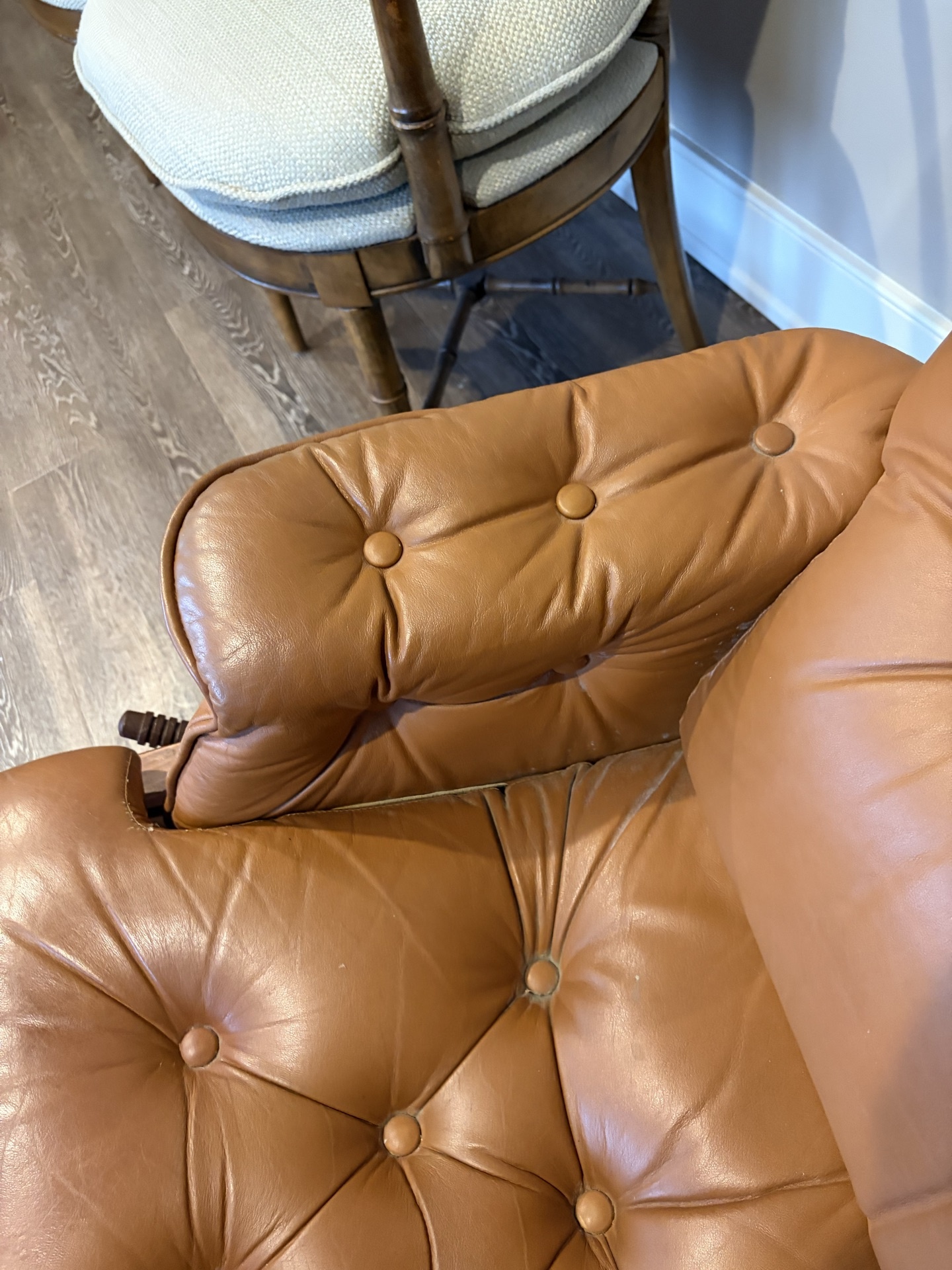 Leather recliner chair with matching ottoman - image 8 of 11