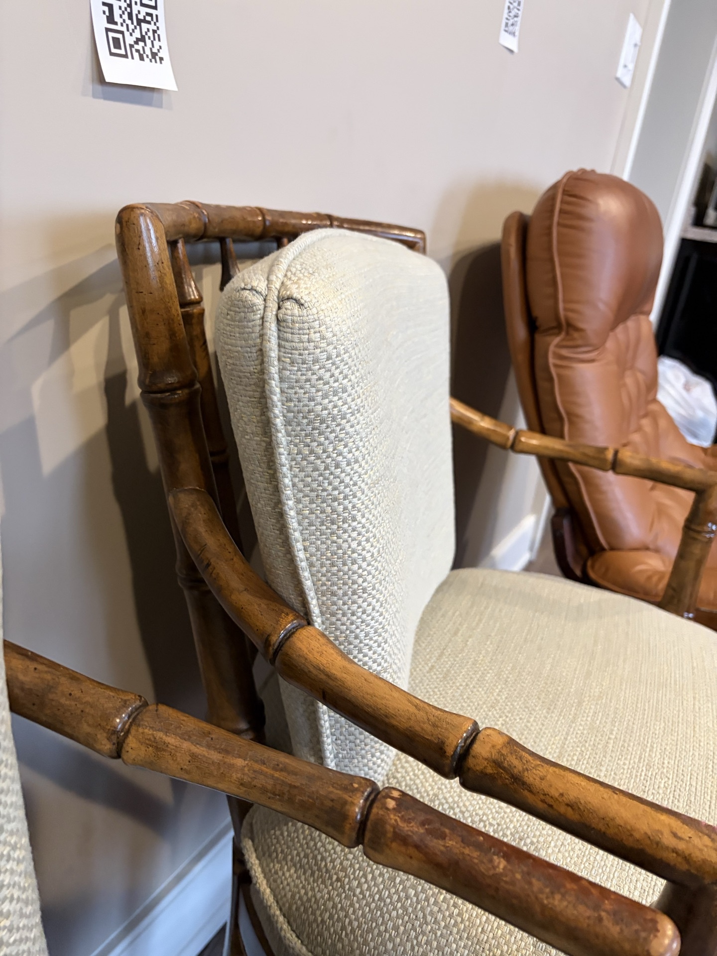 Pair of bamboo-frame chairs - image 4 of 8