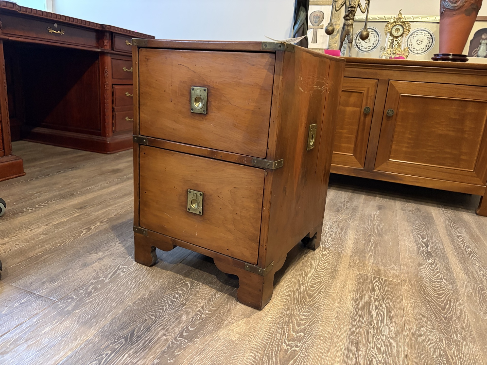 Antique two-drawer wood cabinet - image 10 of 10