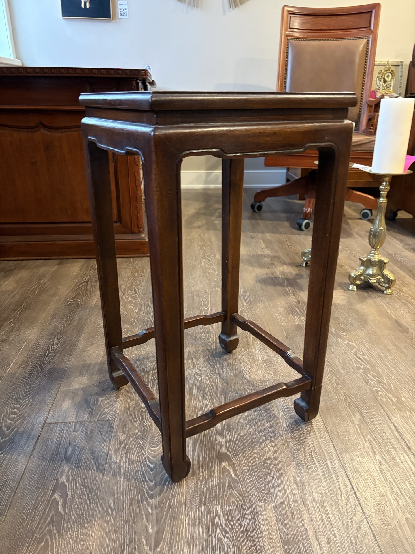 Dark wood square-top side table - image 1 of 7