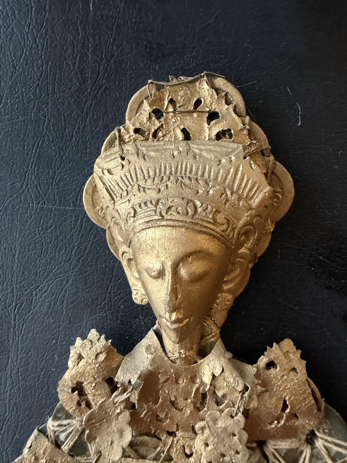 Chinese framed metal-lace figure with coin-dress - image 2 of 5