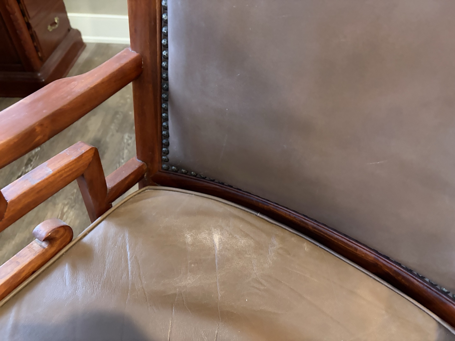 Wooden high-back leather executive chair - image 3 of 8