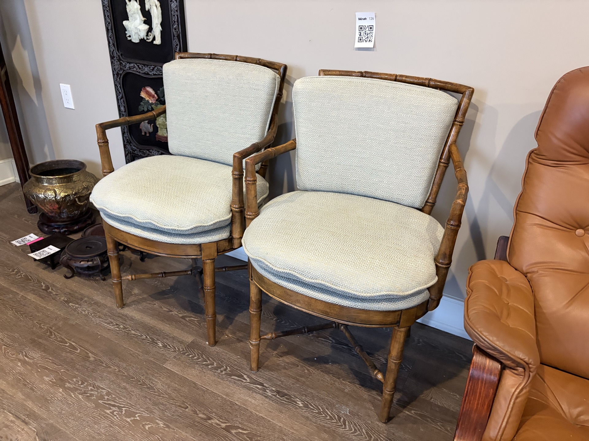Pair of bamboo-frame chairs - image 2 of 8