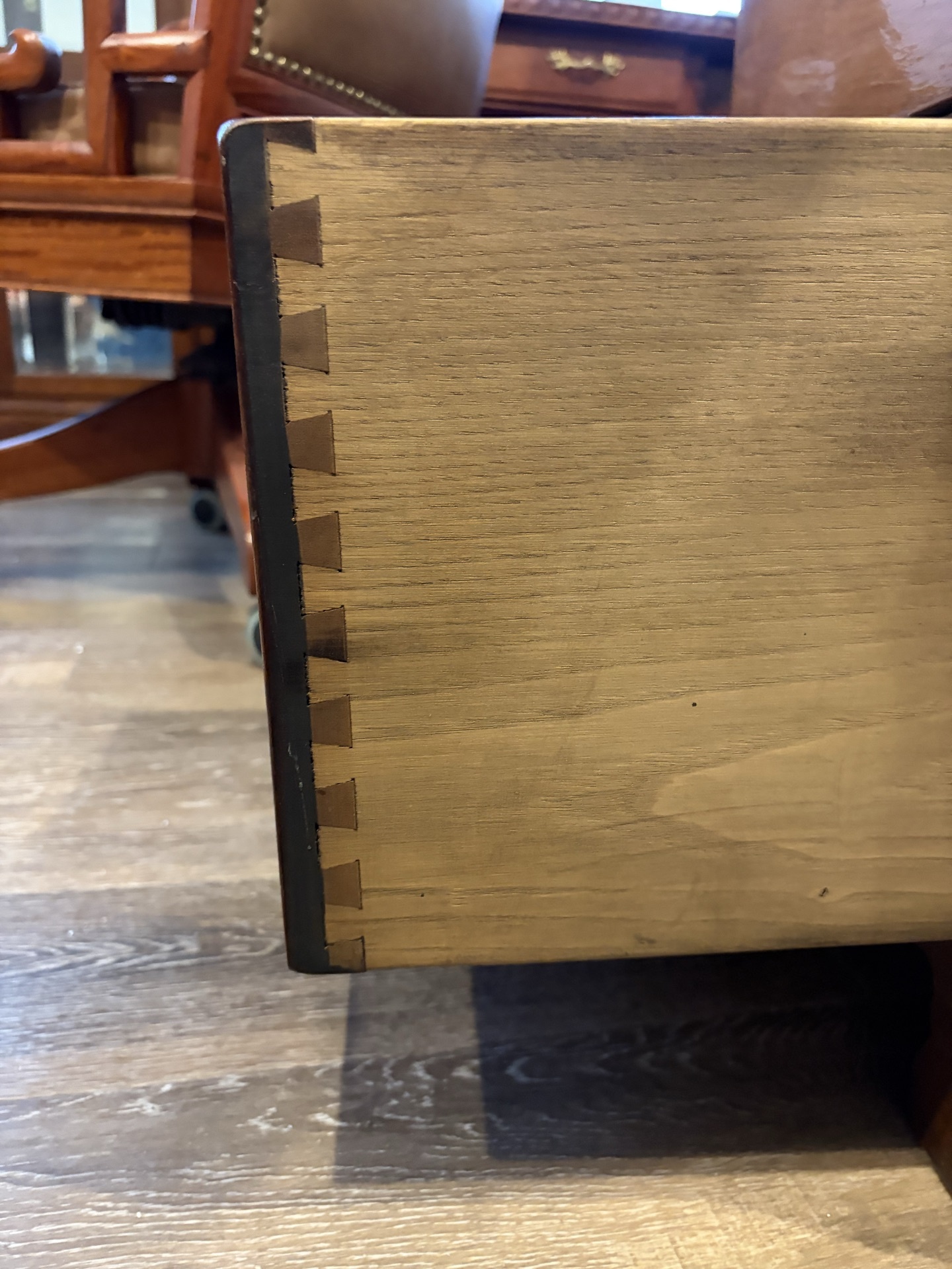 Antique two-drawer wood cabinet - image 8 of 10