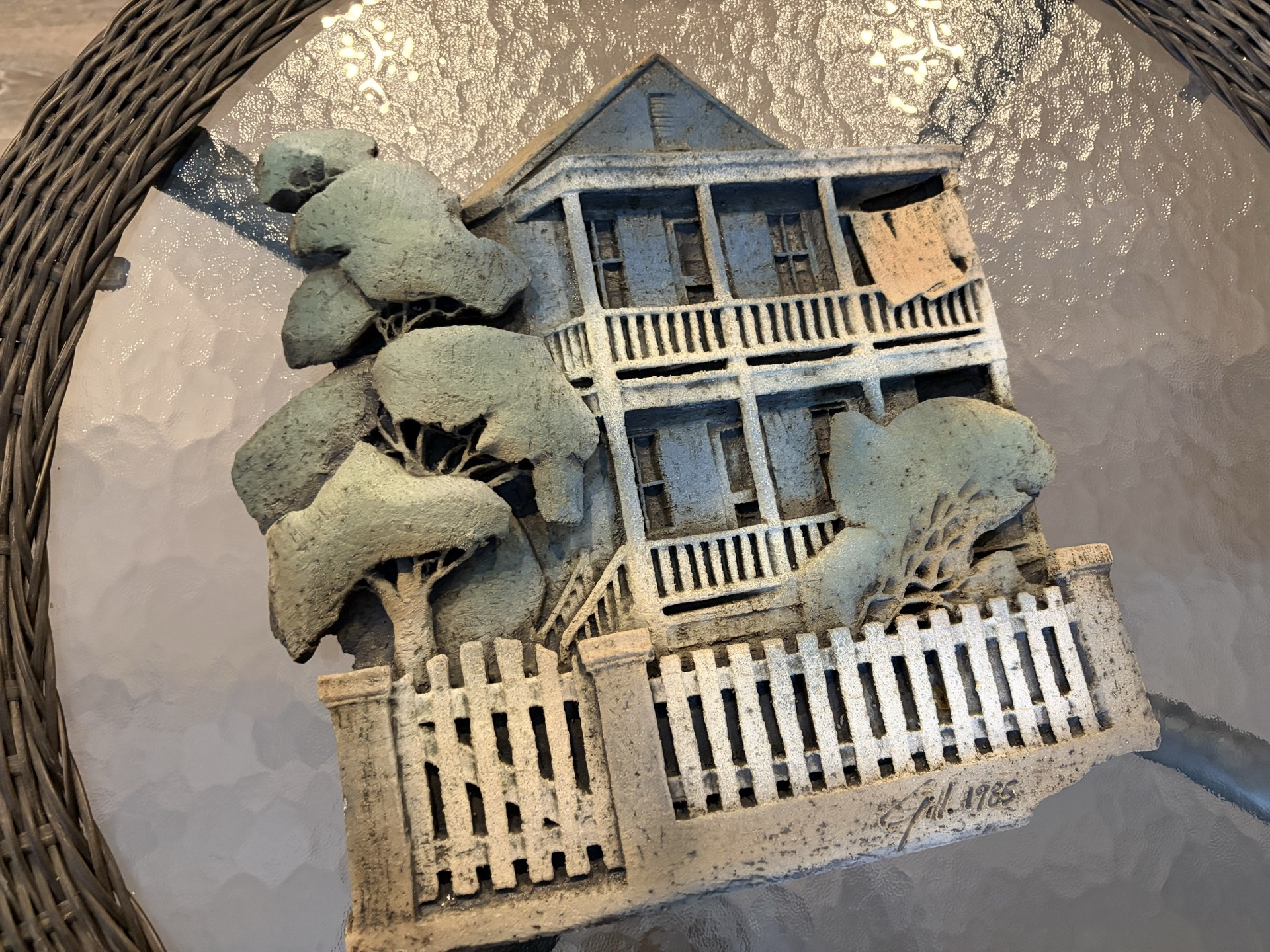Concrete sculpture of a two-story house with trees and fence (Gill, 1965) - image 2 of 5