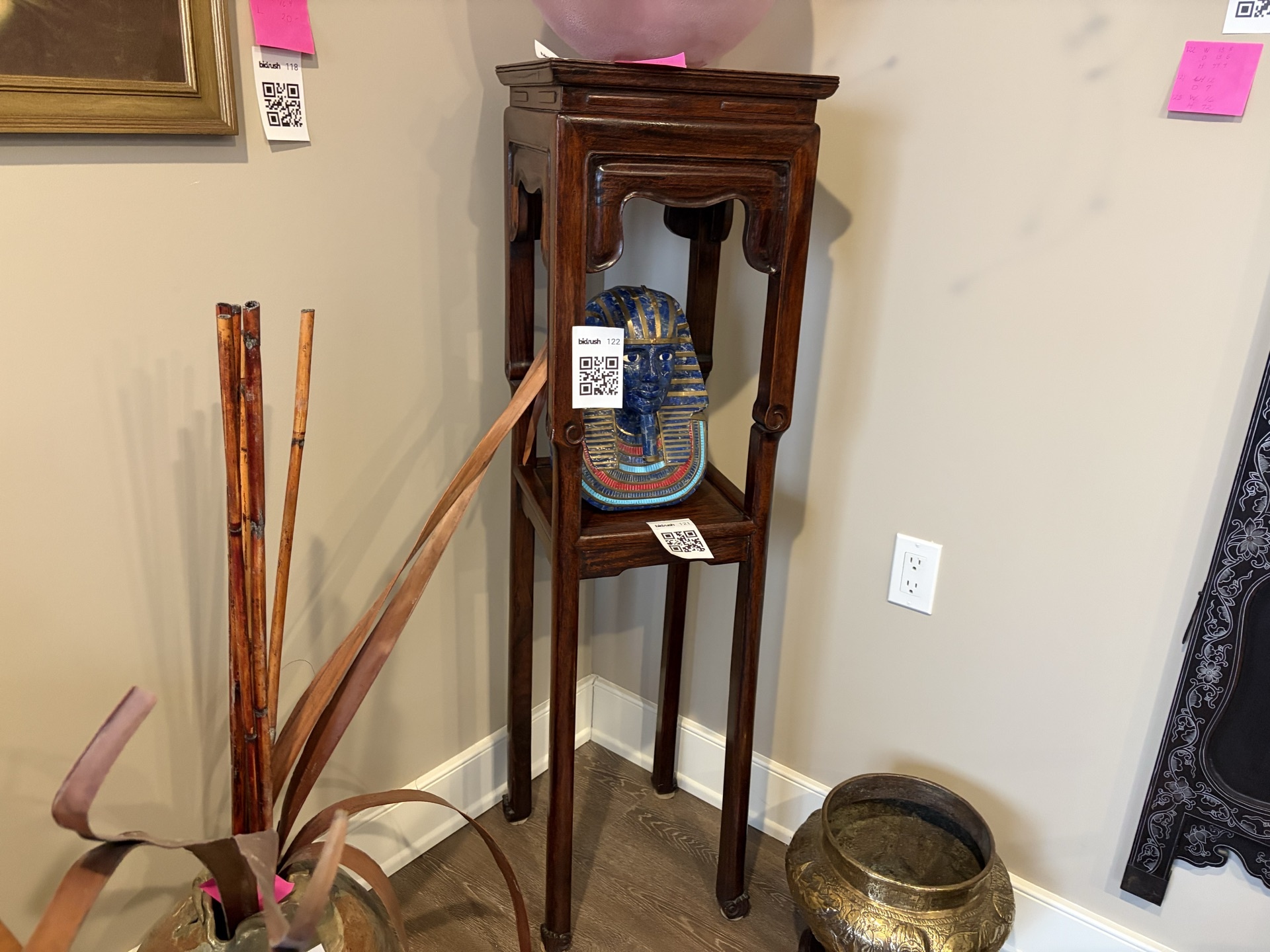 Tall carved wooden display stand - image 2 of 10