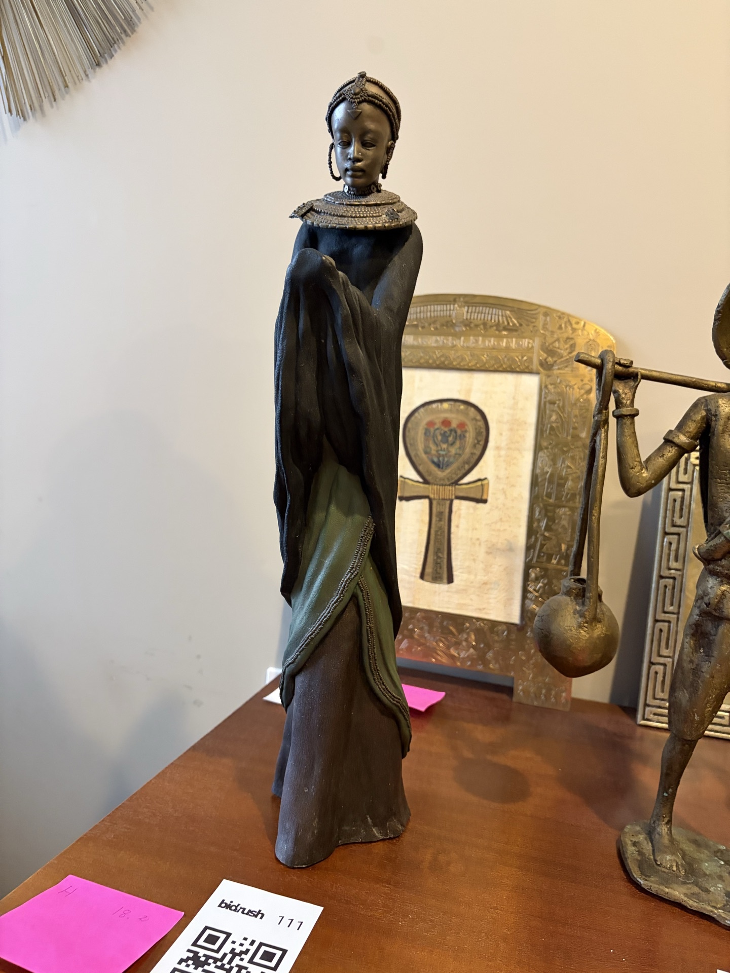 Mali bride beaded-collar robed statue - image 2 of 5