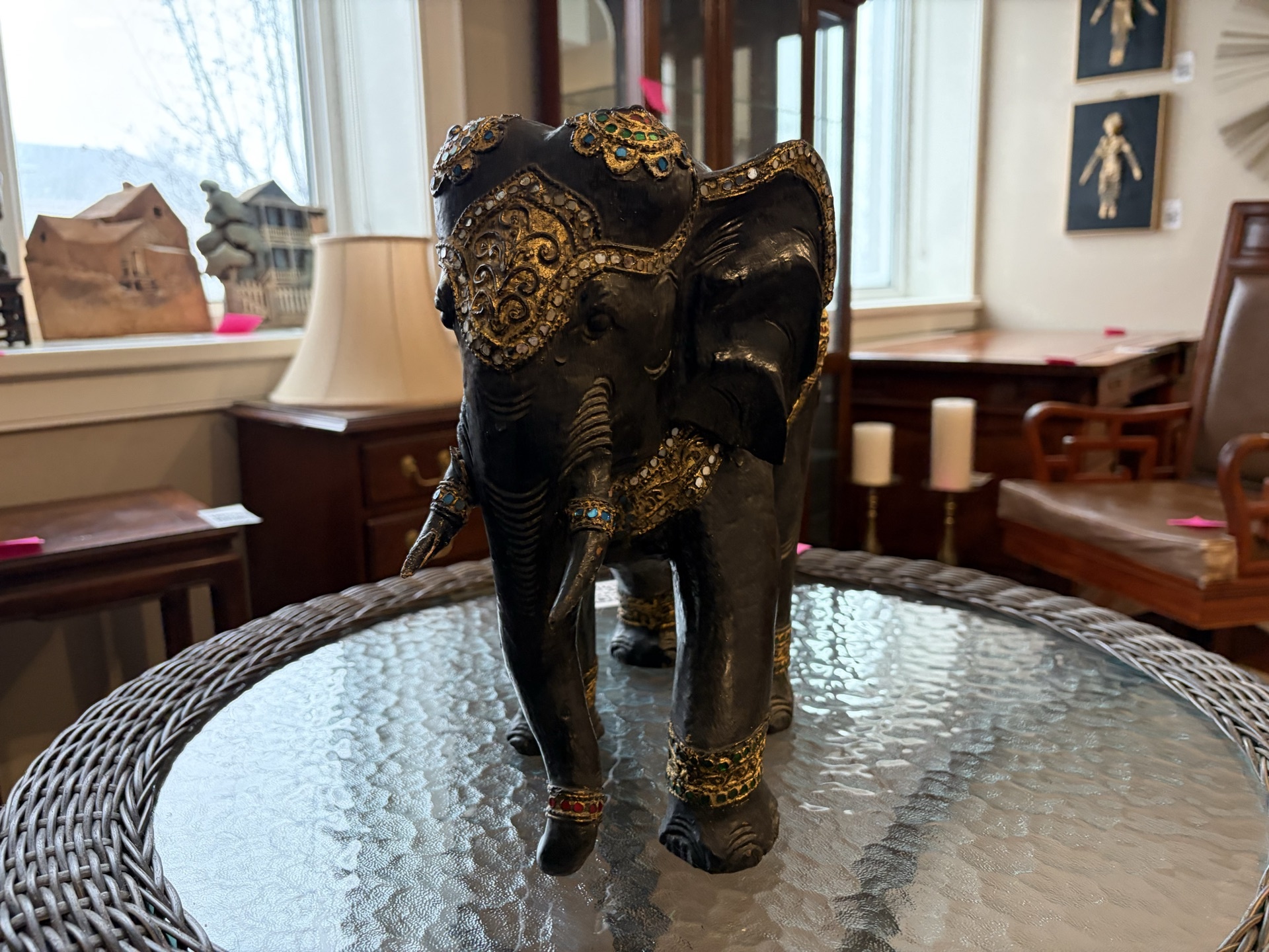 Antique Burmese ornate decorative elephant statue - image 3 of 7