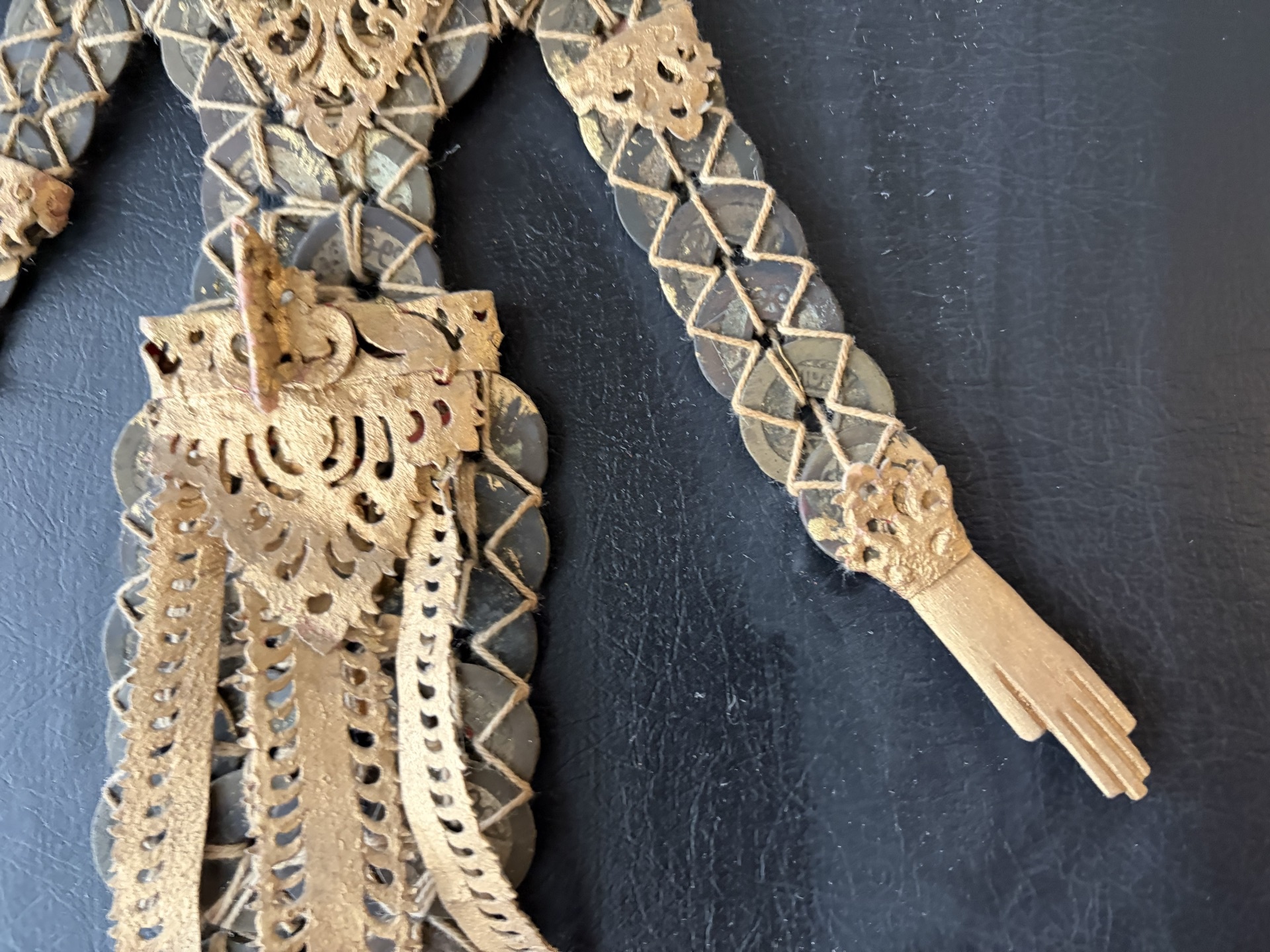 Chinese framed metal-lace figure with coin-dress - image 4 of 6