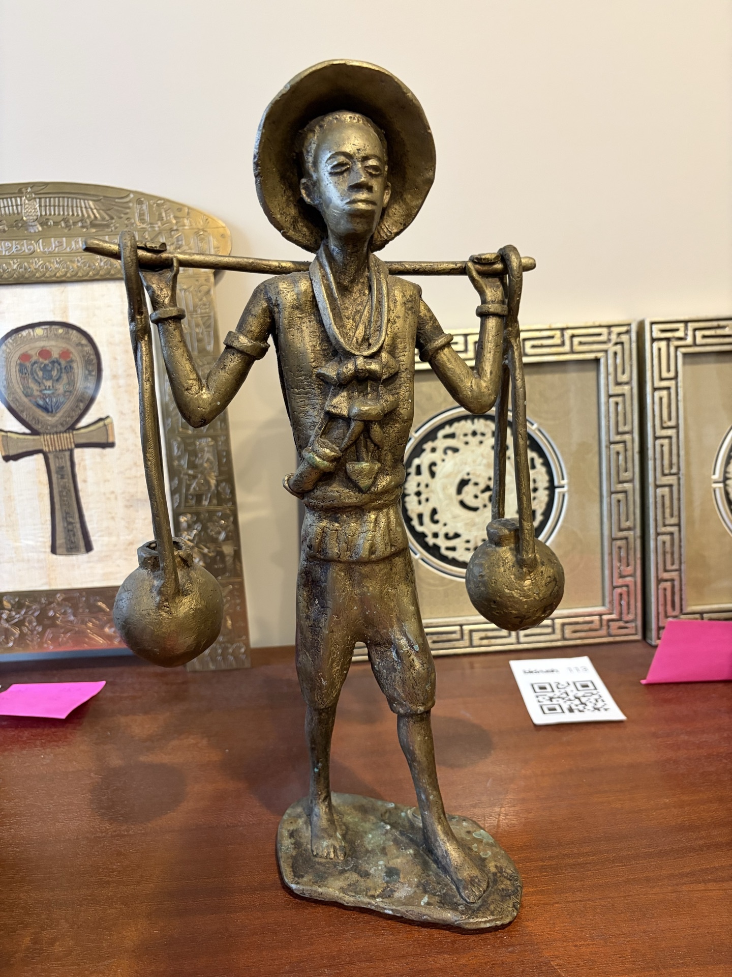 Bronze Statue of a figure carrying a balance scale - image 2 of 9