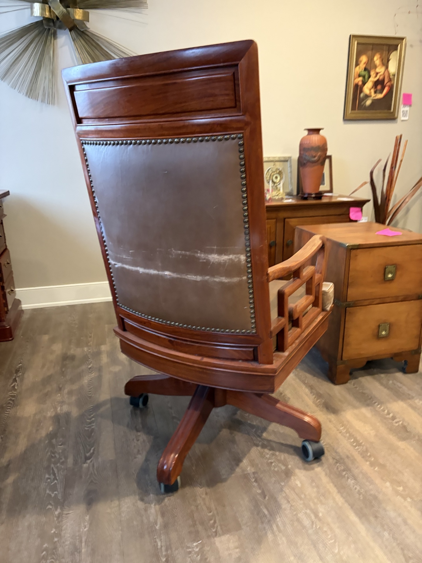 Wooden high-back leather executive chair - image 6 of 8