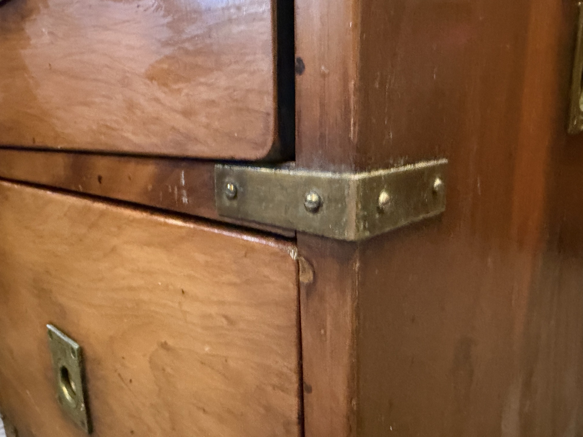 Antique two-drawer wood cabinet - image 9 of 10