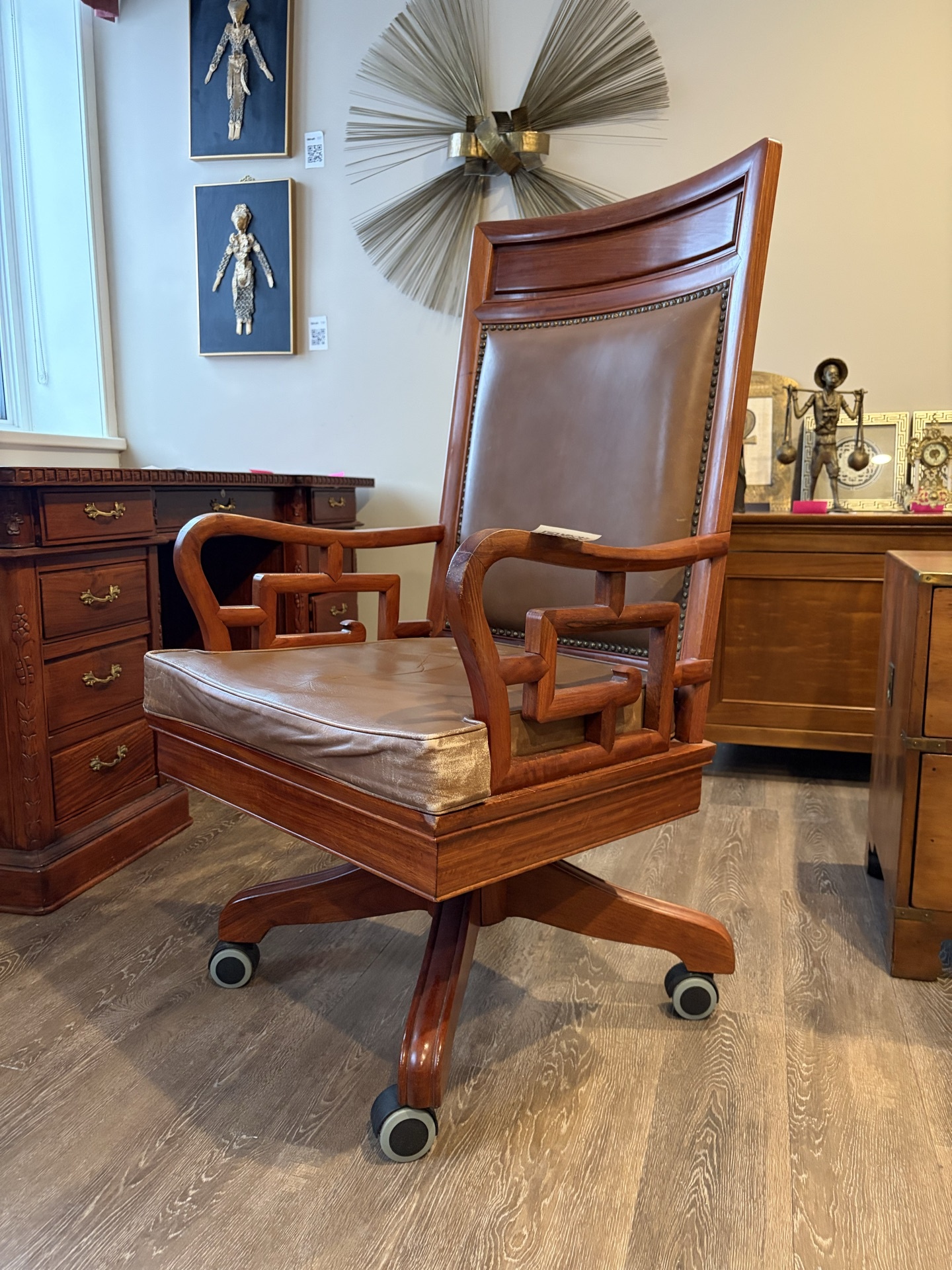 Wooden high-back leather executive chair - image 1 of 8
