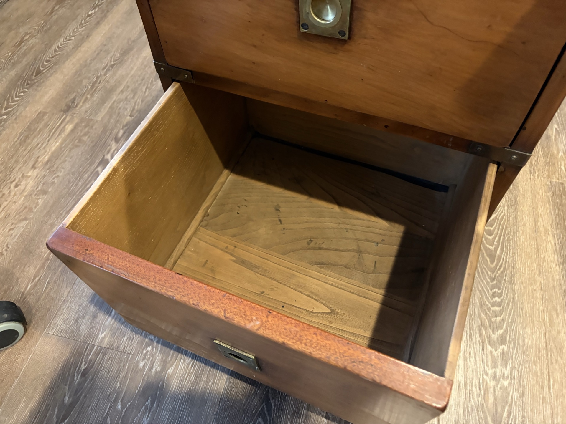 Antique two-drawer wood cabinet - image 7 of 10