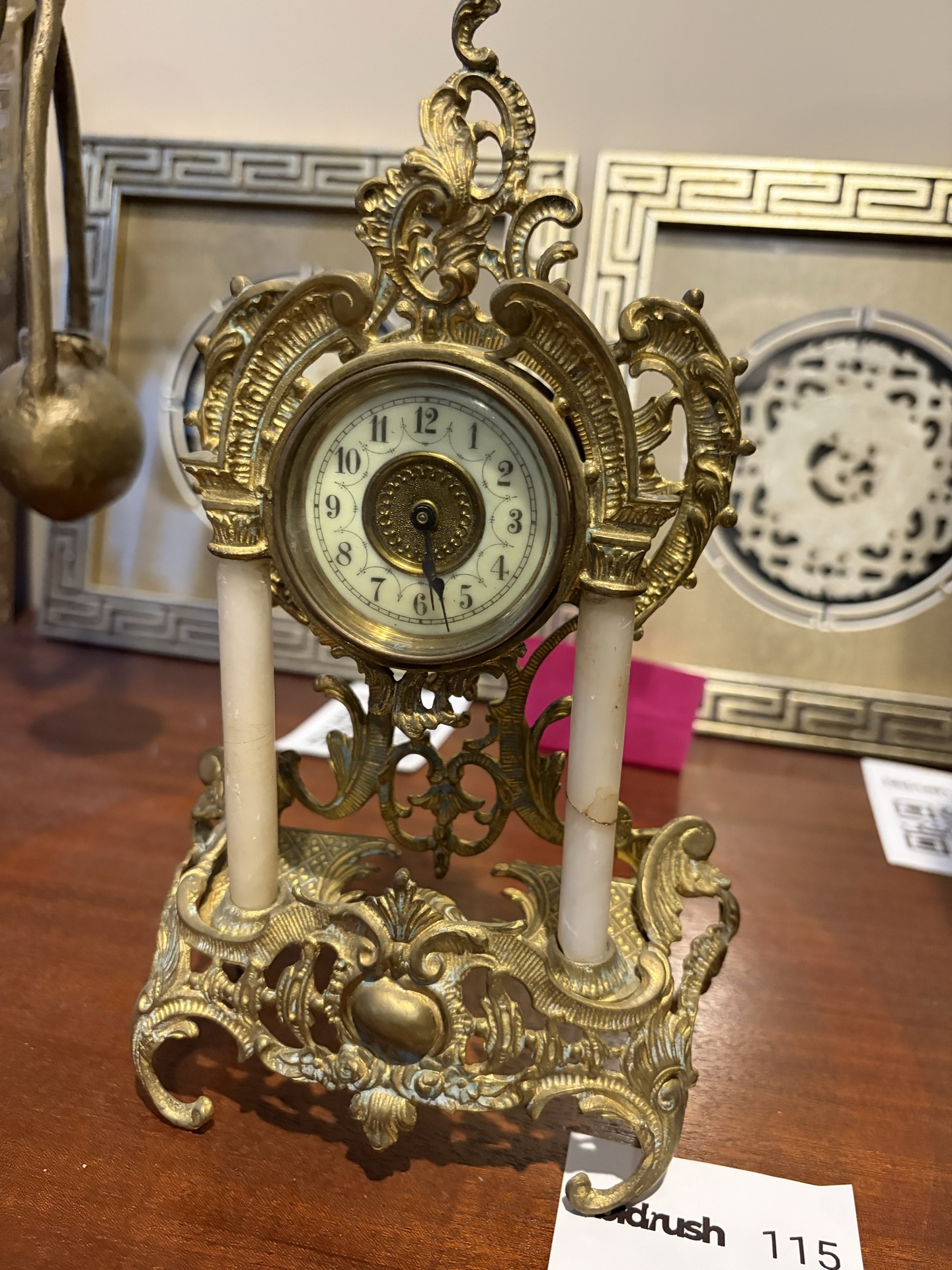 Ornate brass mantel clock with two columns - image 5 of 8