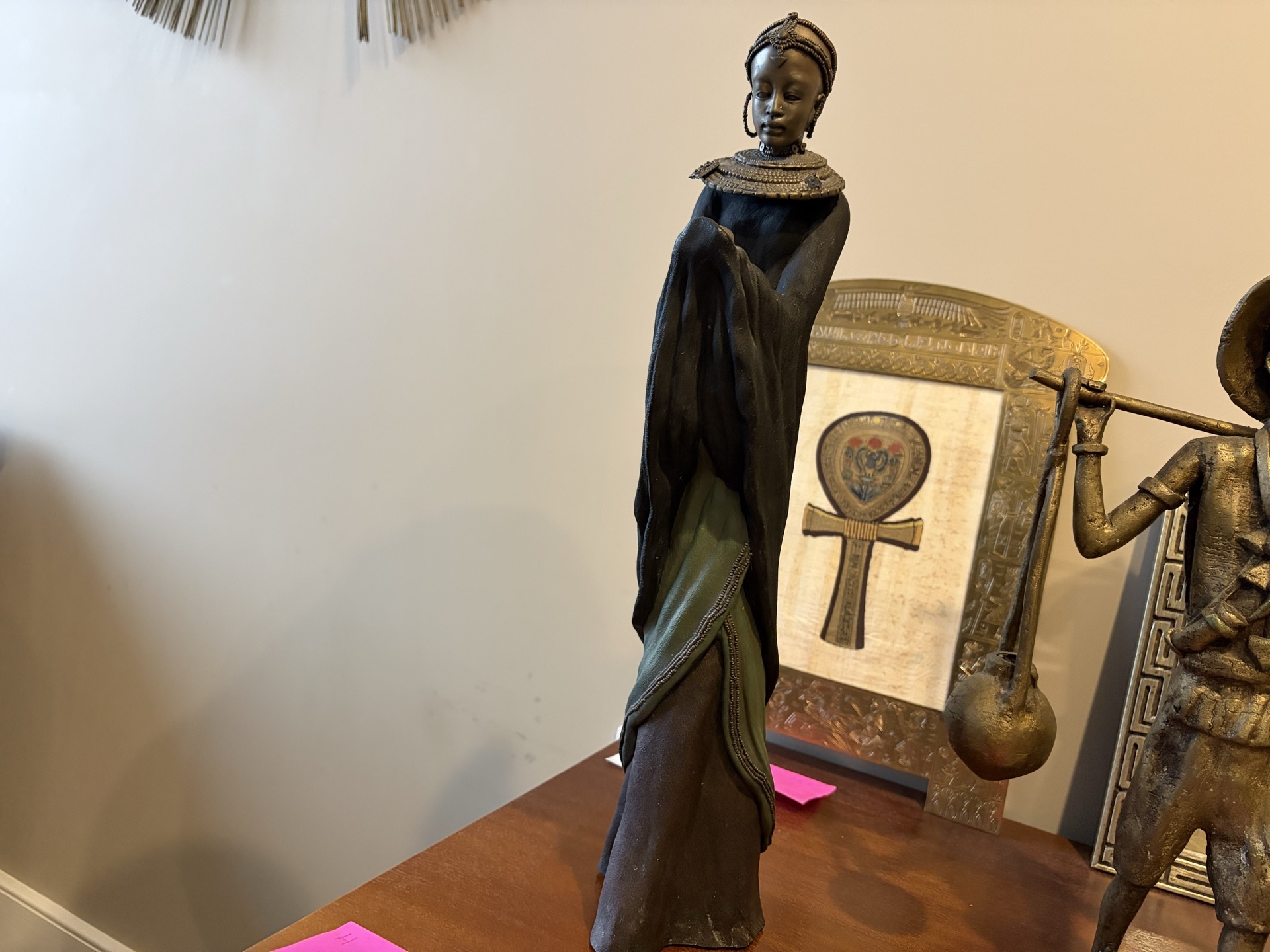 Mali bride beaded-collar robed statue - image 1 of 5