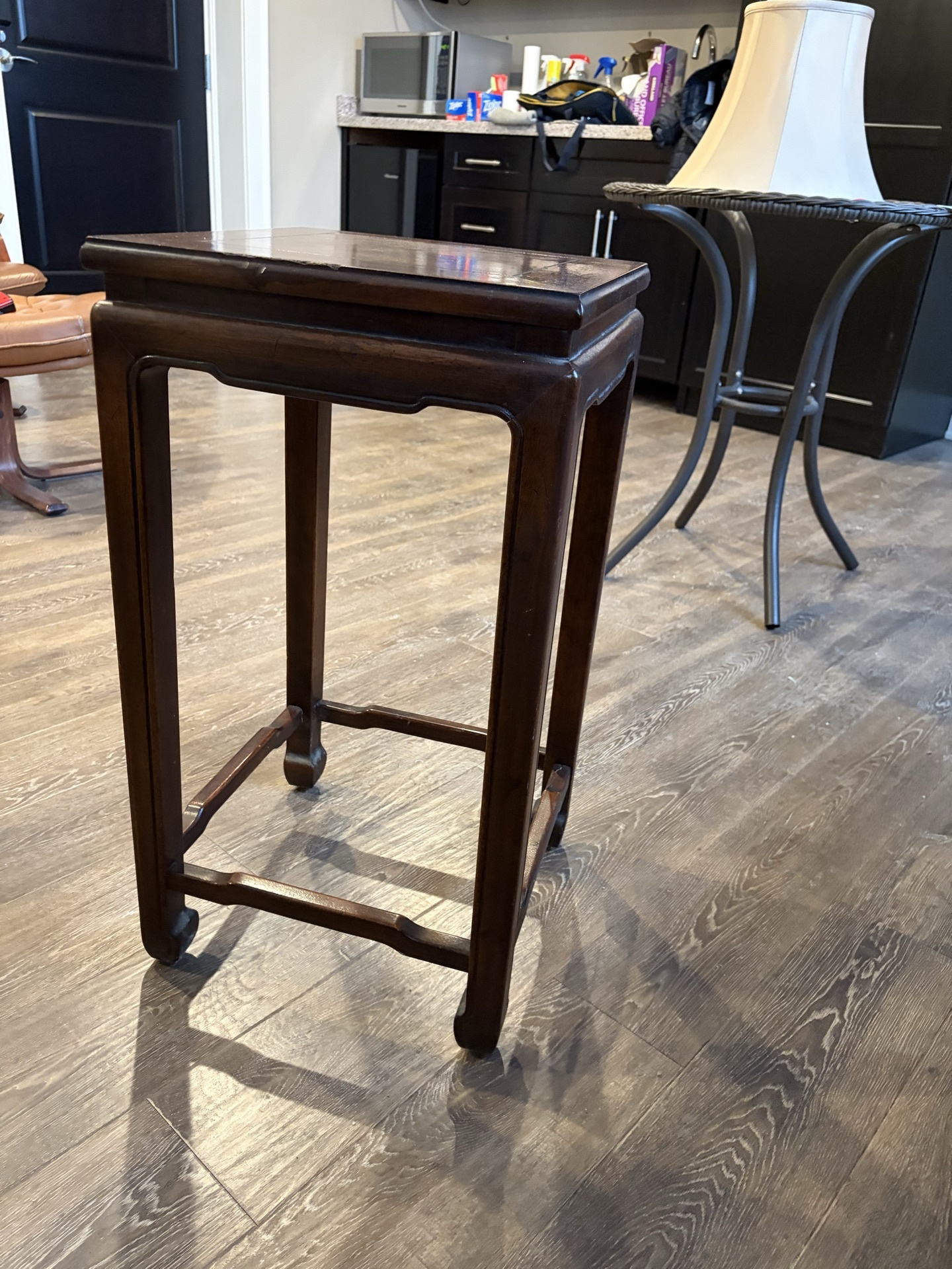 Dark wood square-top side table - image 3 of 7