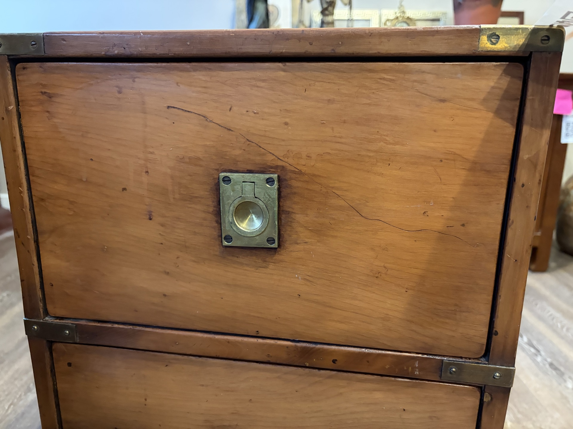 Antique two-drawer wood cabinet - image 5 of 10