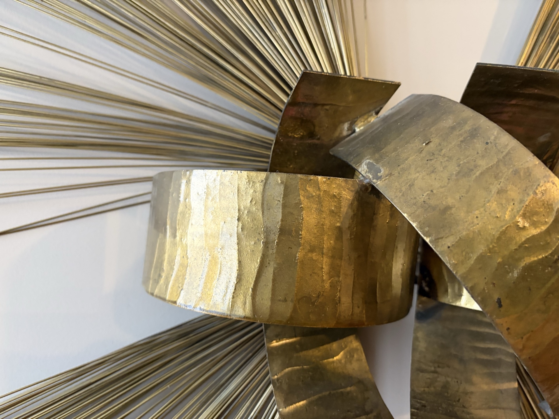 Gold-toned metal sunburst wall sculpture - image 3 of 5