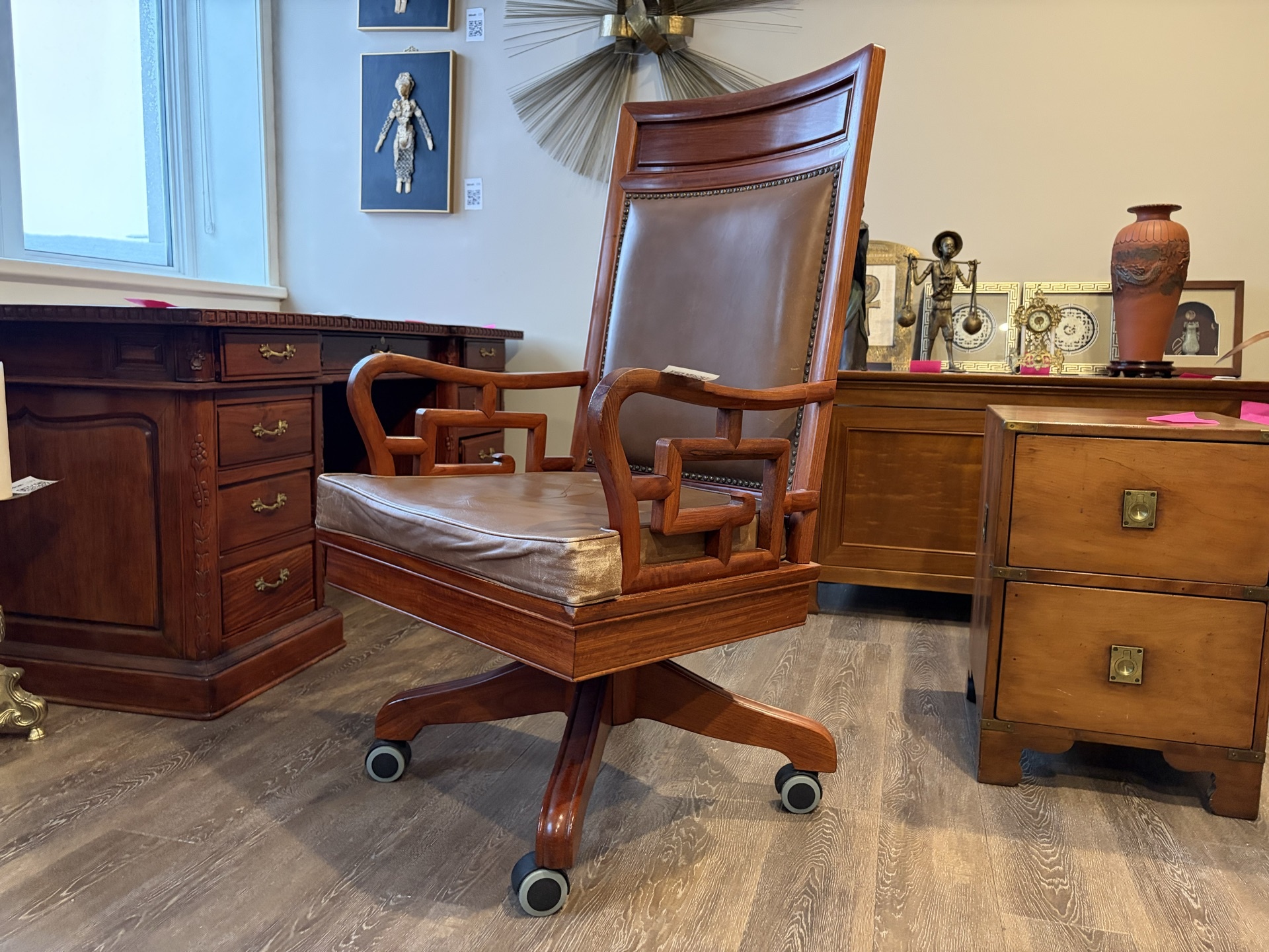 Wooden high-back leather executive chair - image 8 of 8
