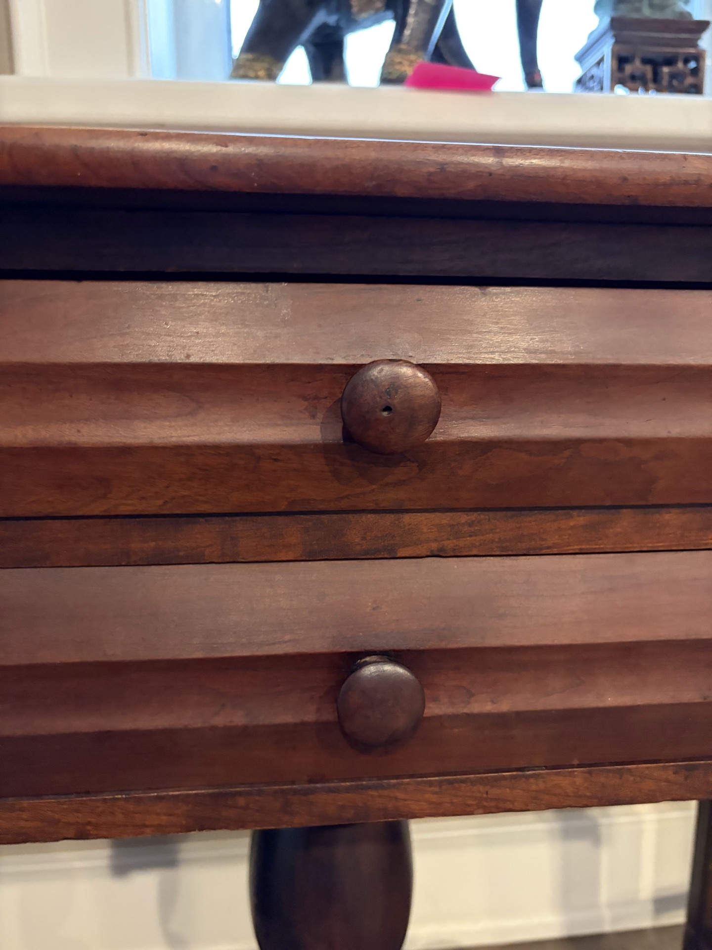 Antique dark wood console table with two drawers - image 4 of 7